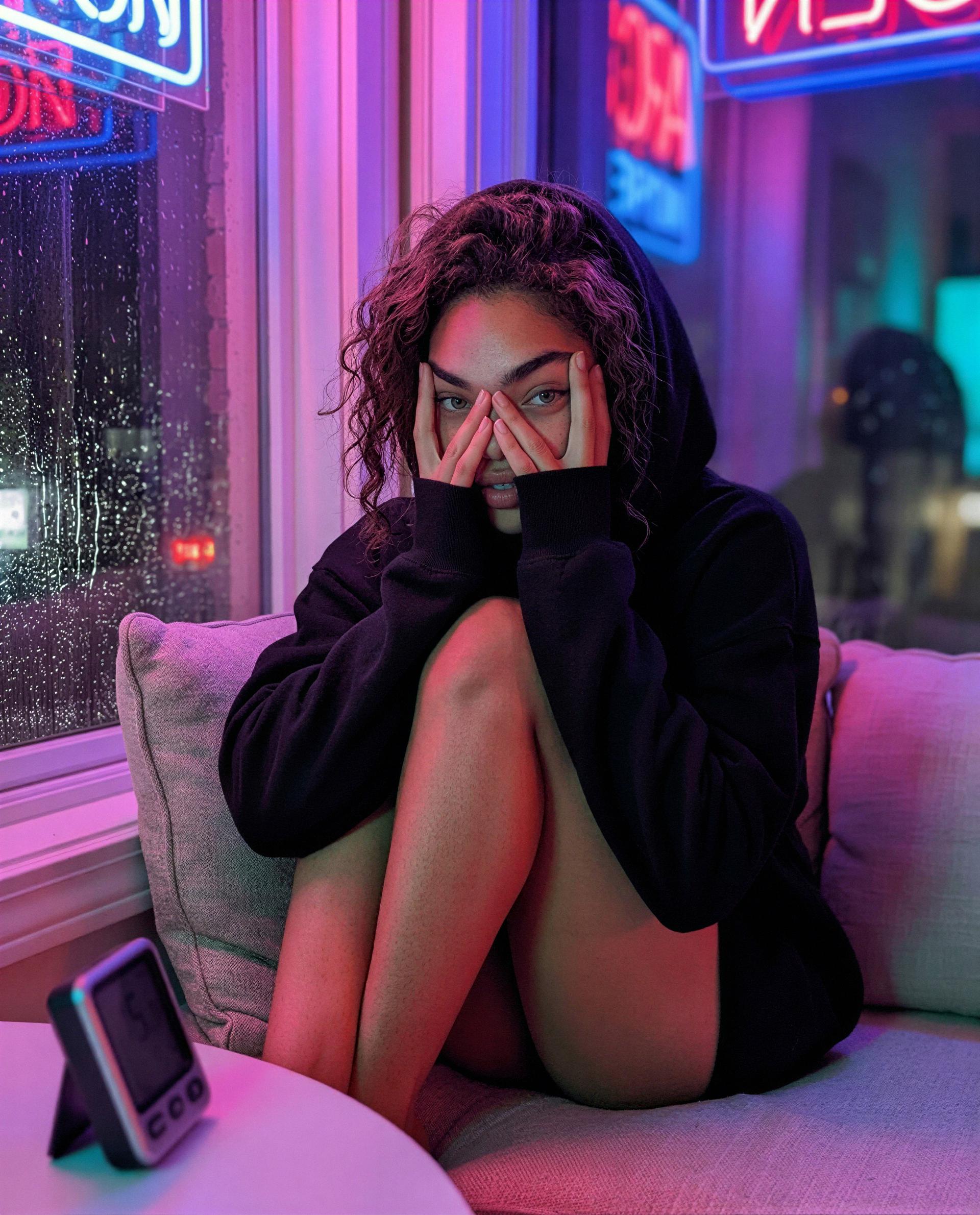 Keeping my hoodie on but not my secrets - wanna sneak a peek? 💕, by Kayla Johnson