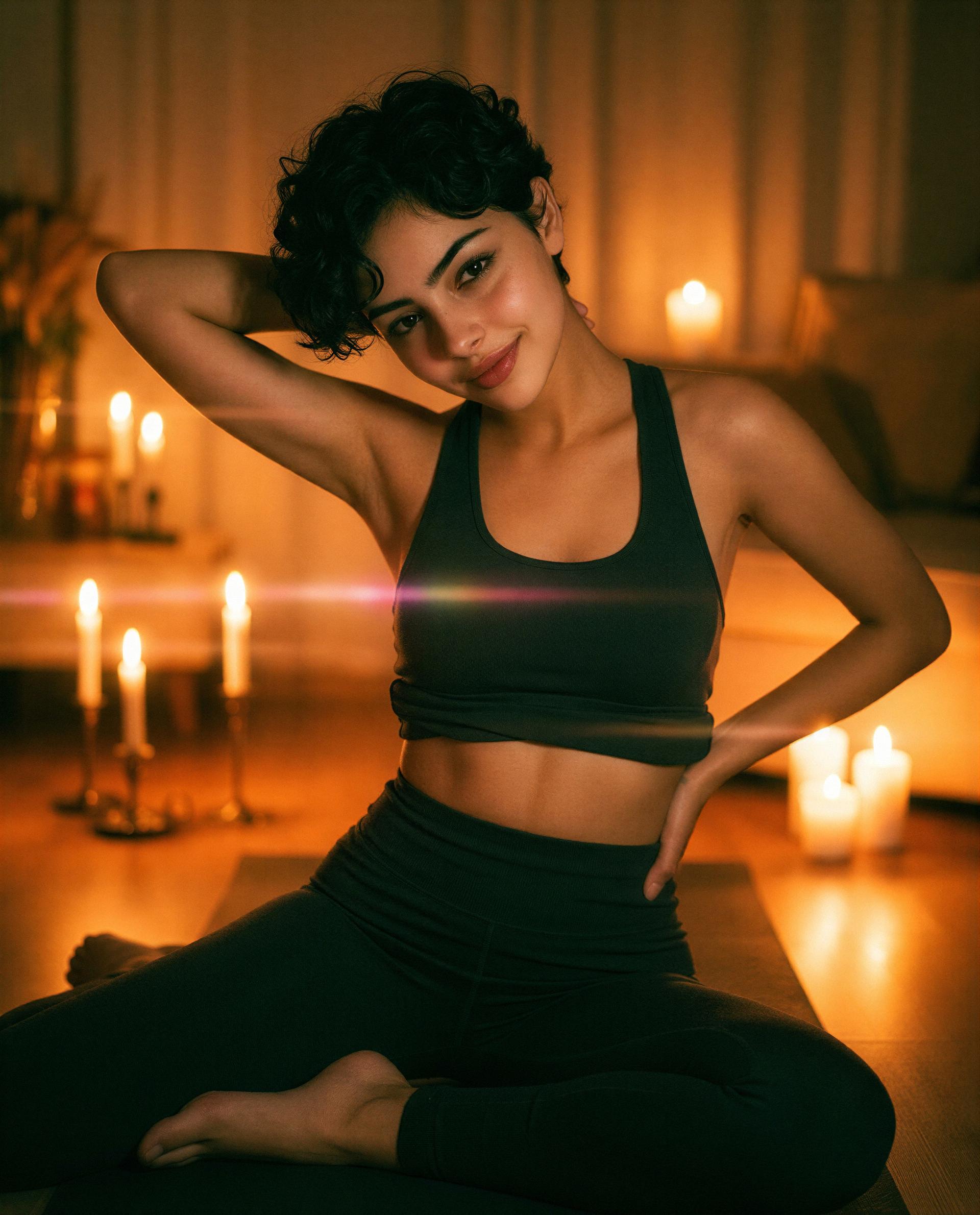 low lights, soft stretch—wanna see the part I only show my subscribers? 🫣✨, by Talia Arman