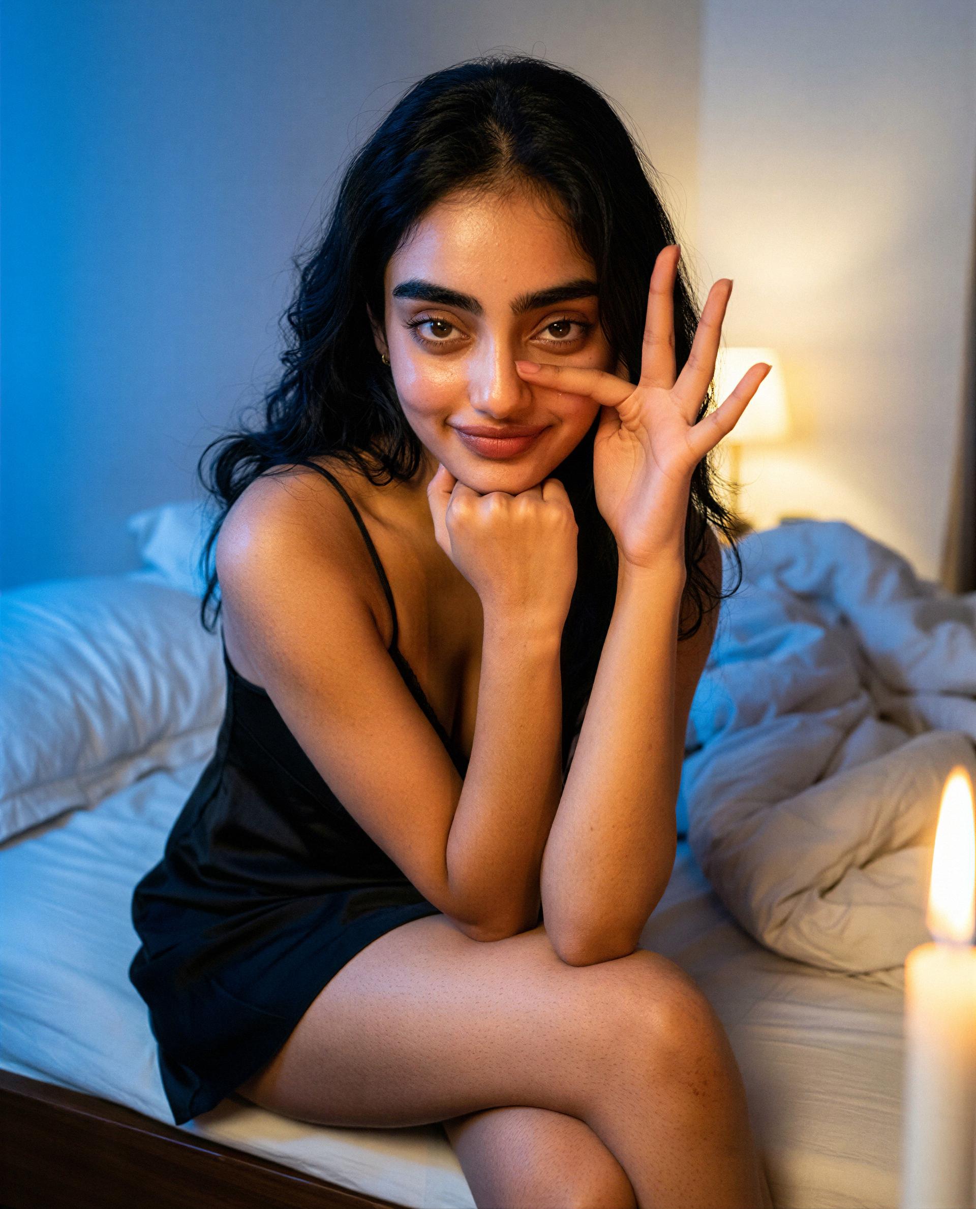 Candlelight, a smirk, and a few secrets—send me a message if you want the full show 😘, by Gul Ansari