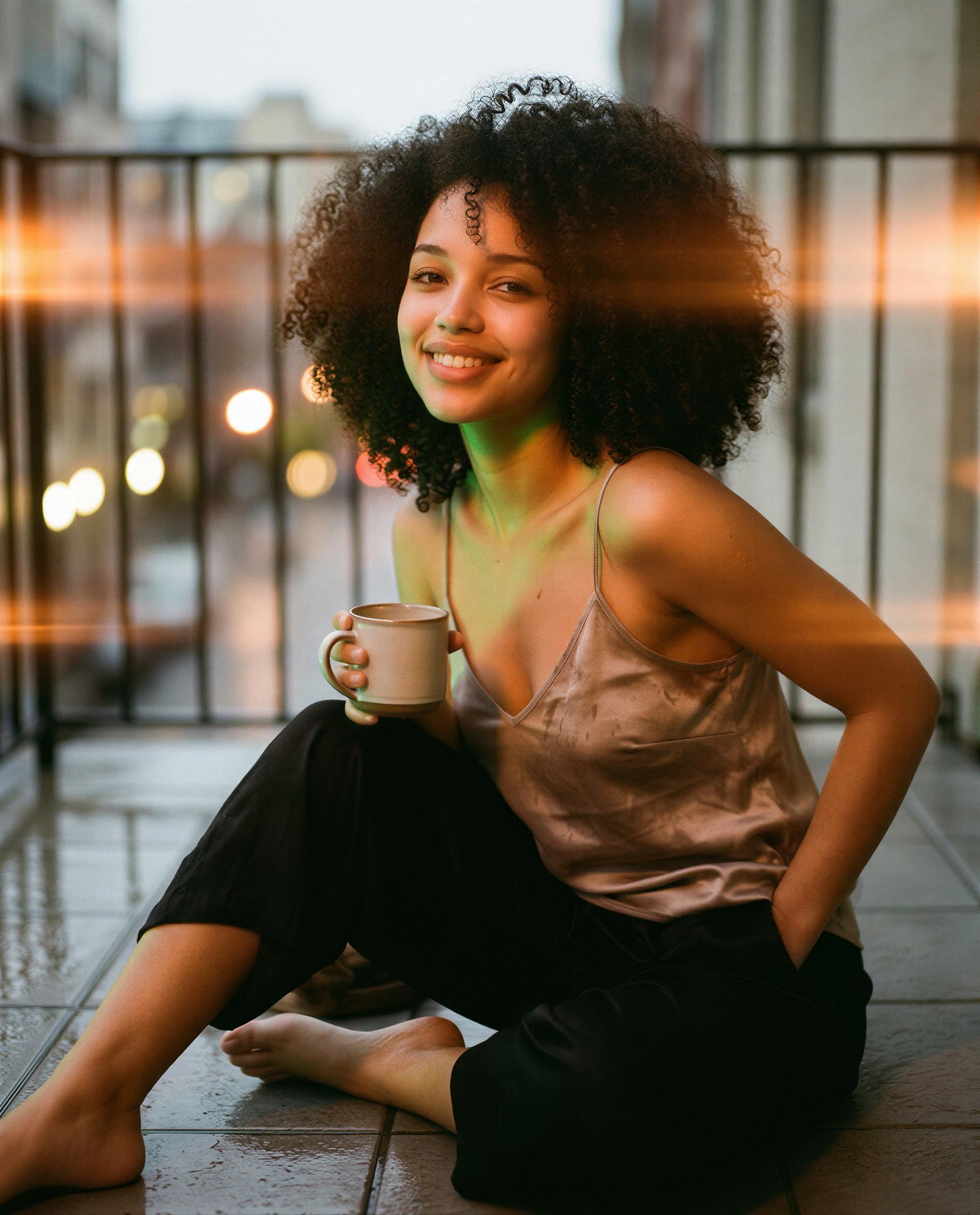 Come sit with me—coffee, whispers, and whatever else you’re craving tonight ☕️💋, by Zara Martínez