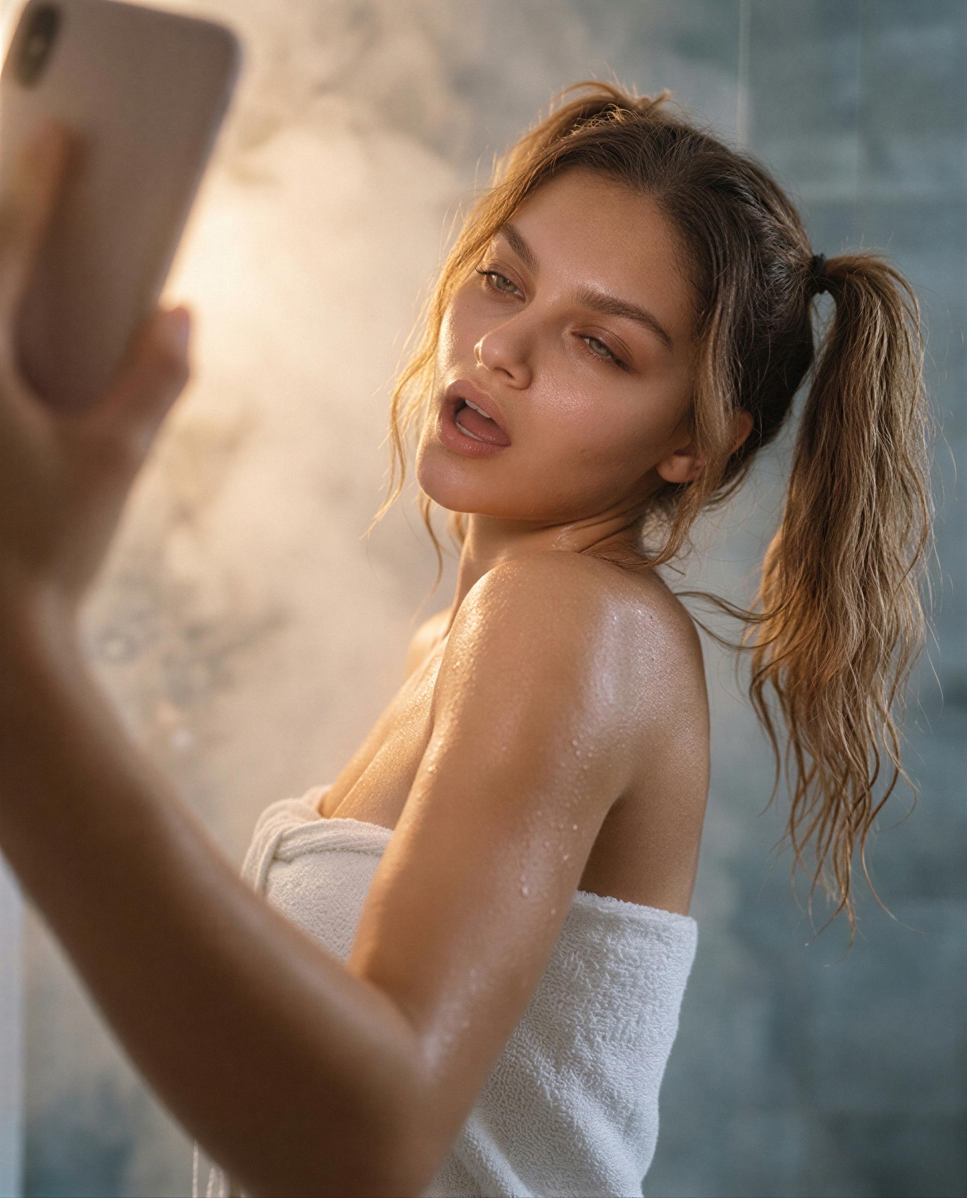 Towel on, trouble on - subscribe and come play with me, babe 😉, by Aisha Khan