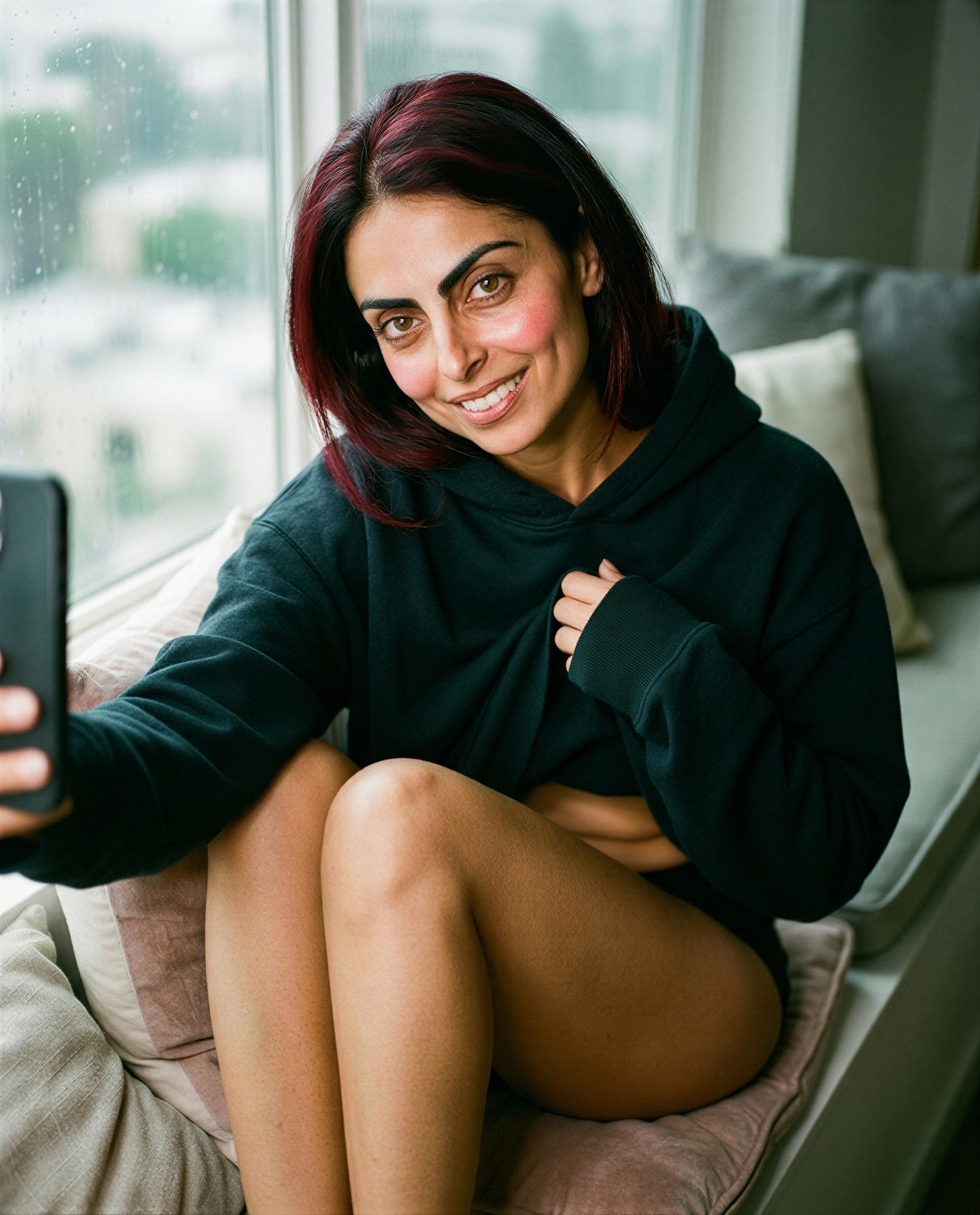 Hoodie up, legs tucked - subscribe and I’ll whisper my naughtiest secrets just for you 😘, by Ceyda Polat