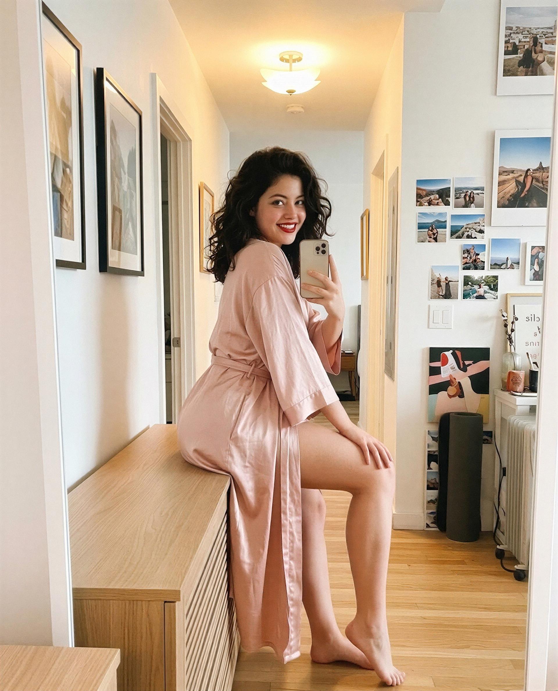 Soft robe, sweeter intentions—ready to keep this little moment all to yourself? 😘, by Tlaloc Cuevas