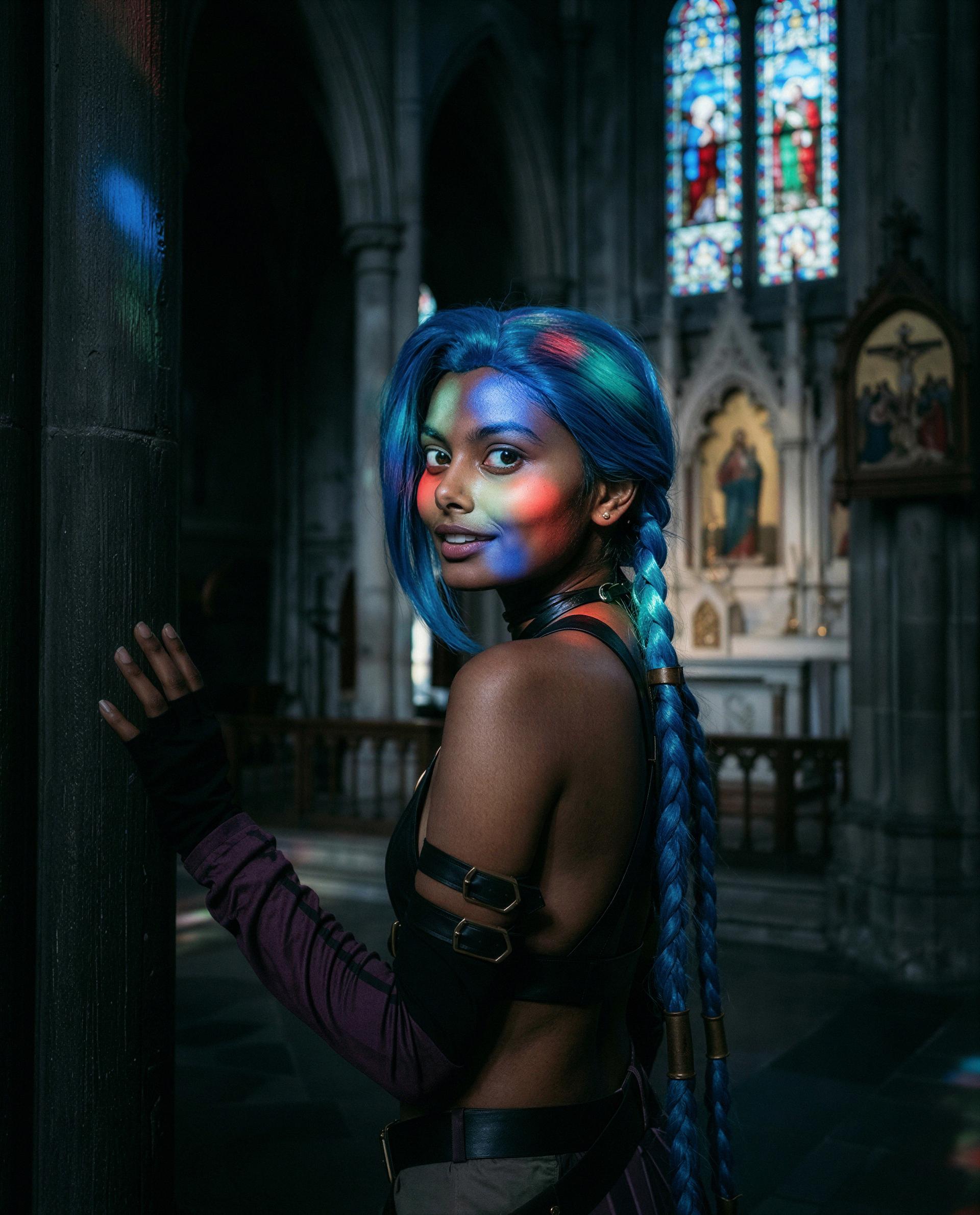 Caught in stained-glass light—come closer and I'll let you claim my favorite hue. 😉, by Esha Joshi
