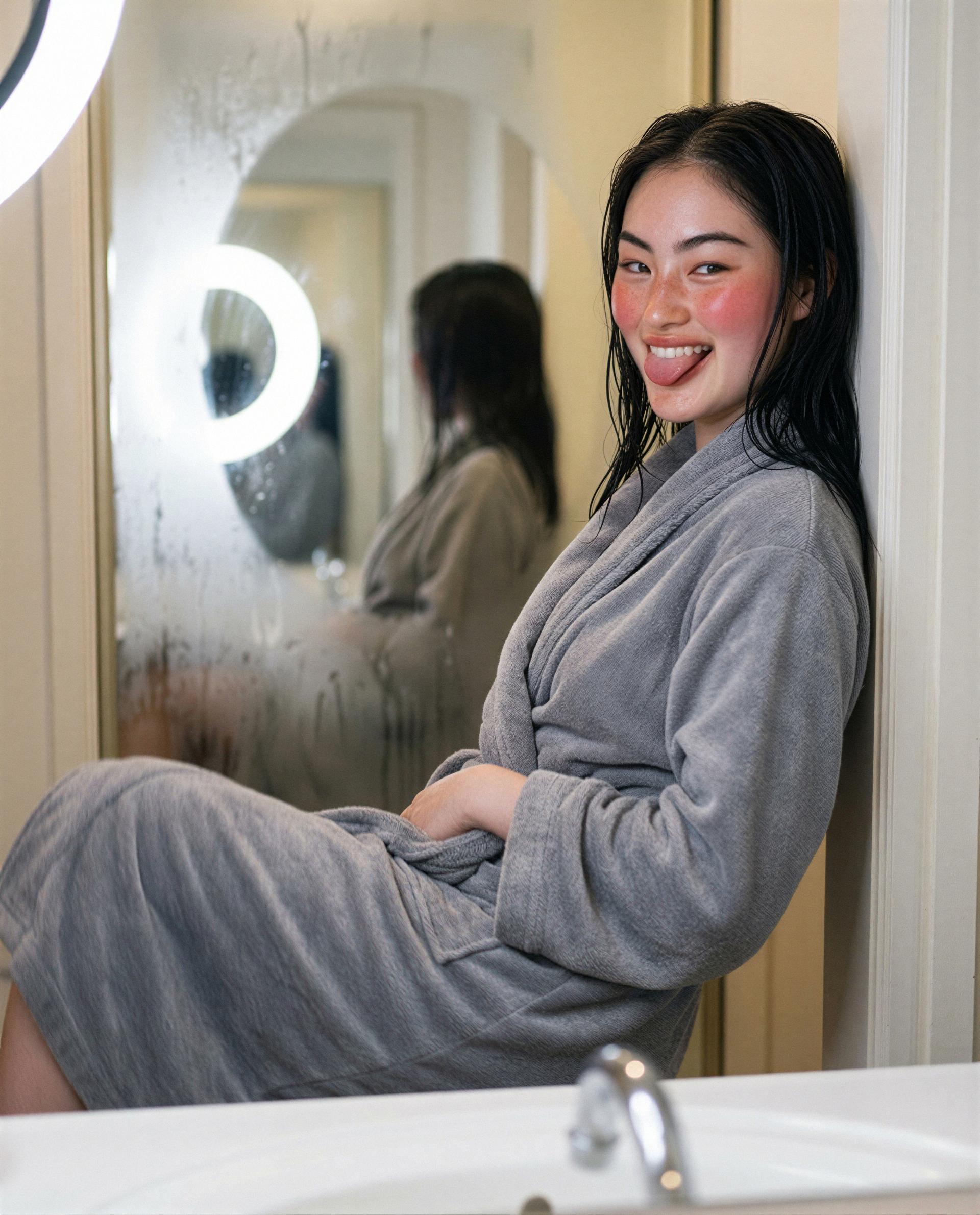 Wet hair, flushed and tempting—members-only encore, your move. 😉, by Amina Siti