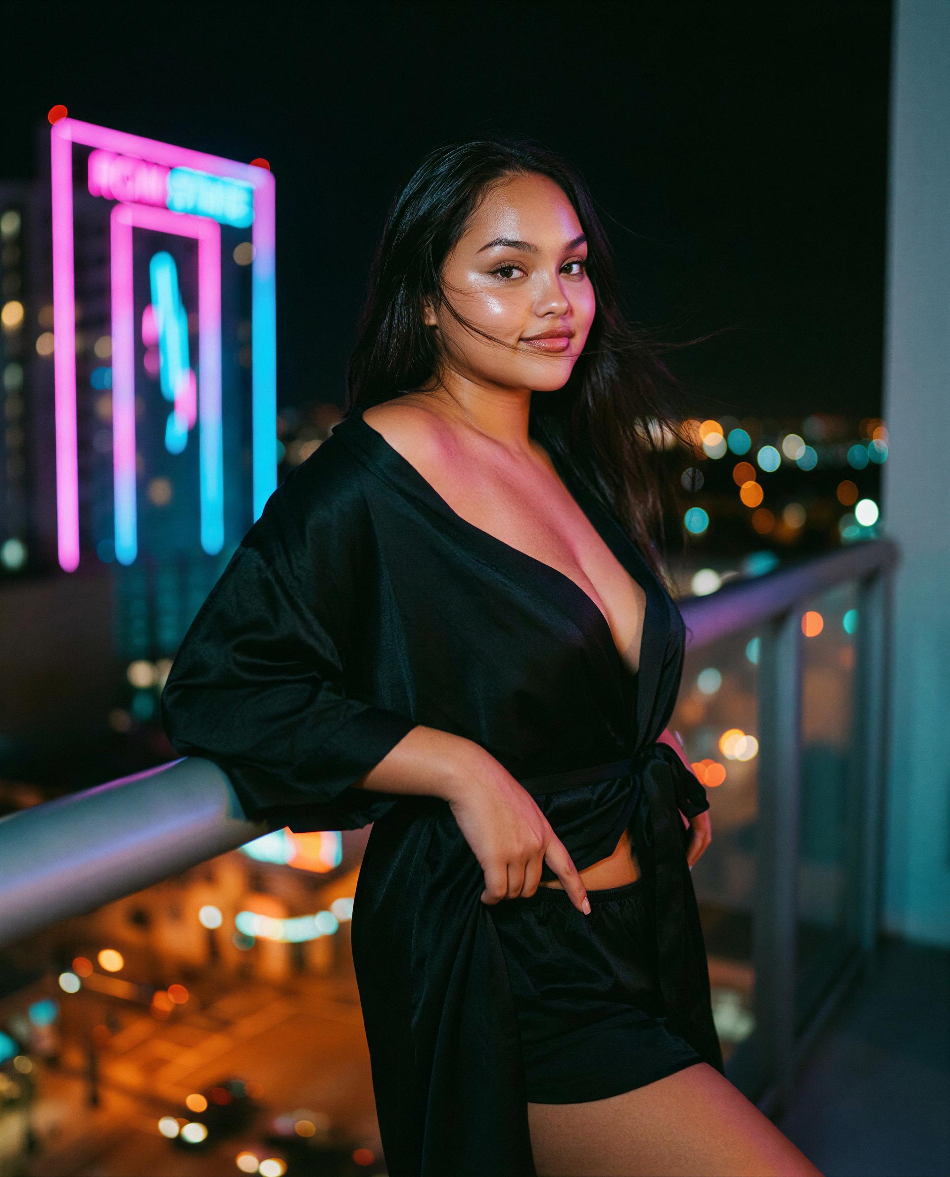 Wearing a little silk and a lot of temptation—want to be my late-night secret? 😘🔥💕, by Maia Rios