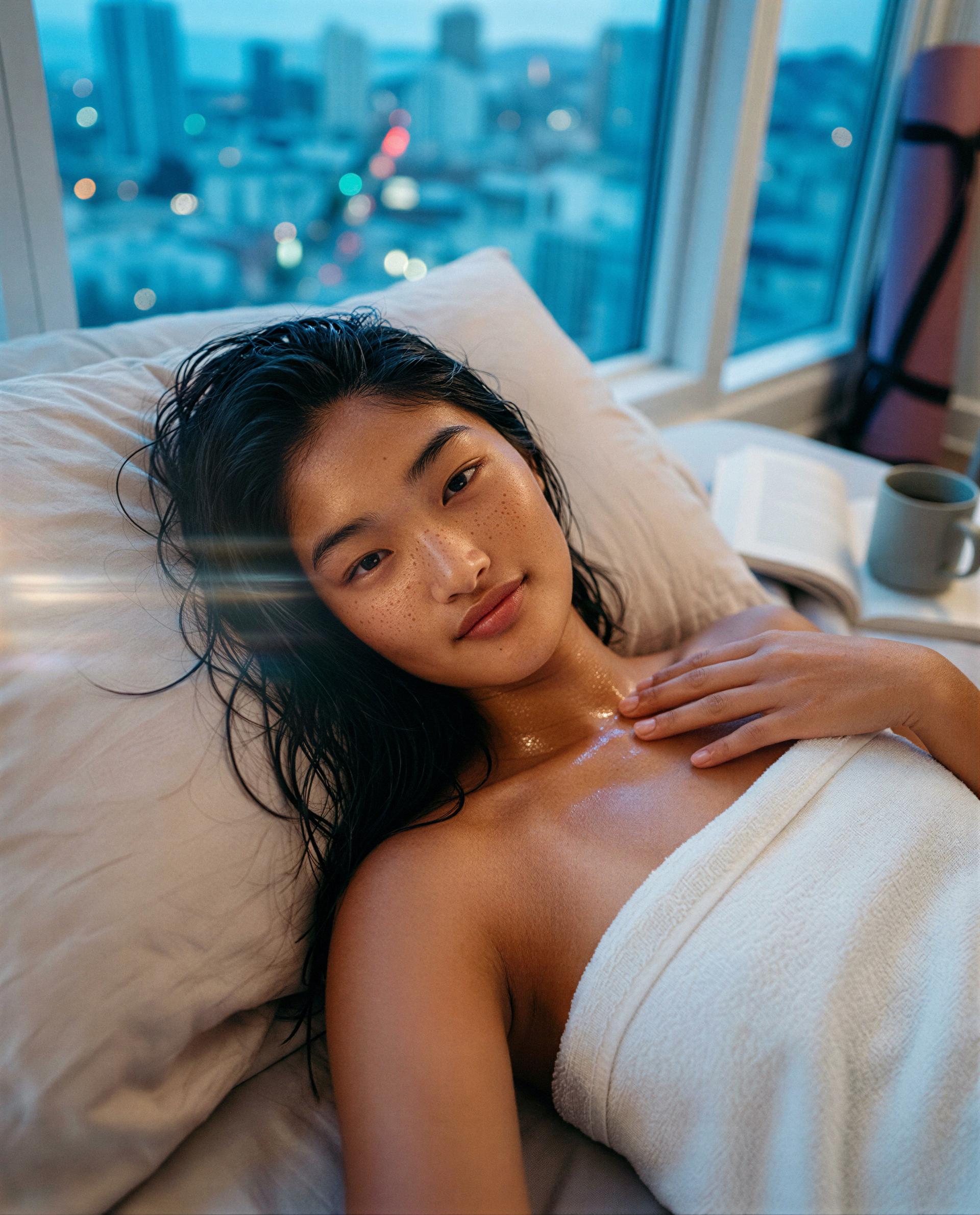 Just me, a towel, and a little shine—want a private preview, babe? 😘, by Priya Toktogul