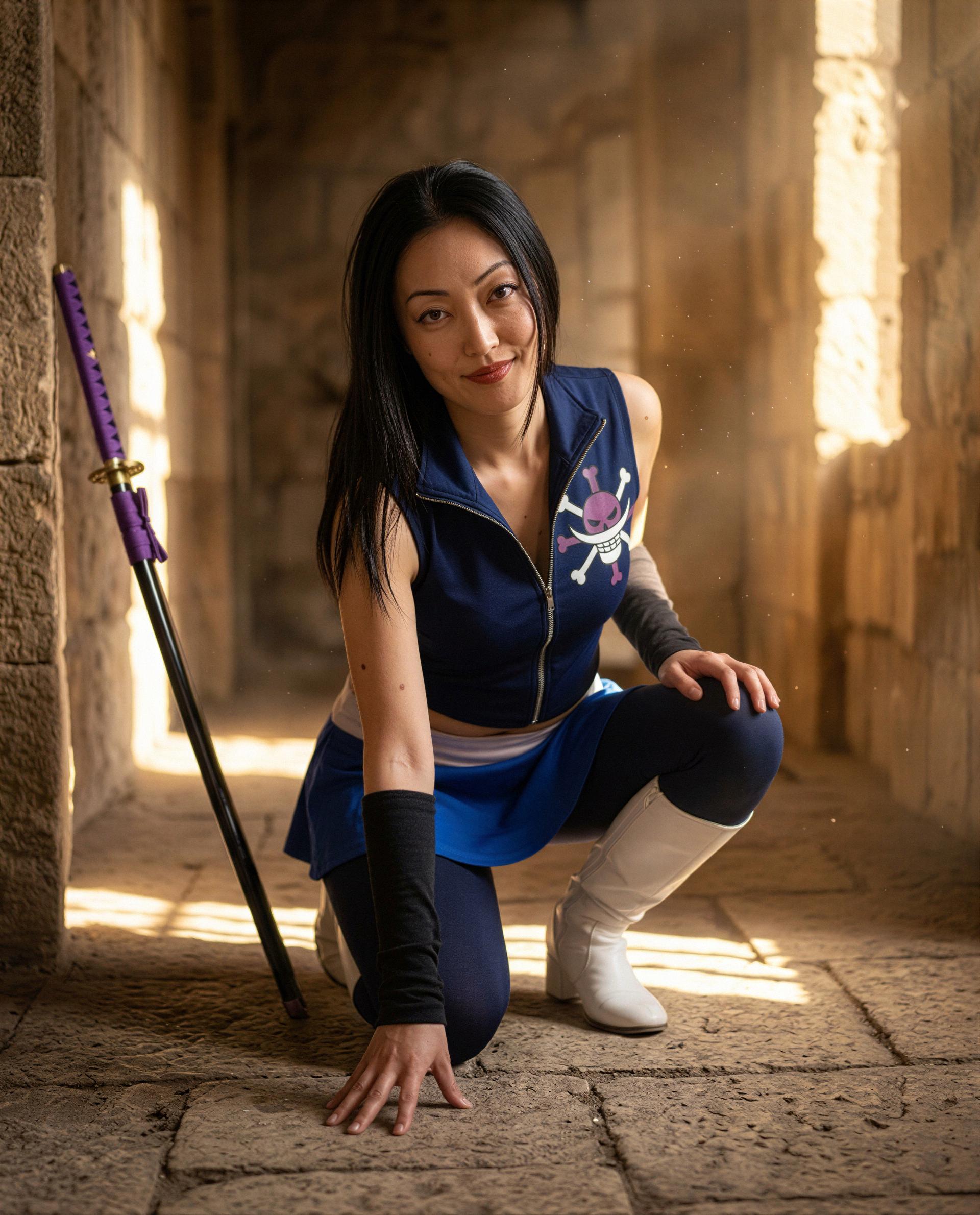 Sword’s sharp, intentions sharper—kneel beside me and make it worth my while, babe 💕, by Zhenzhu Cai