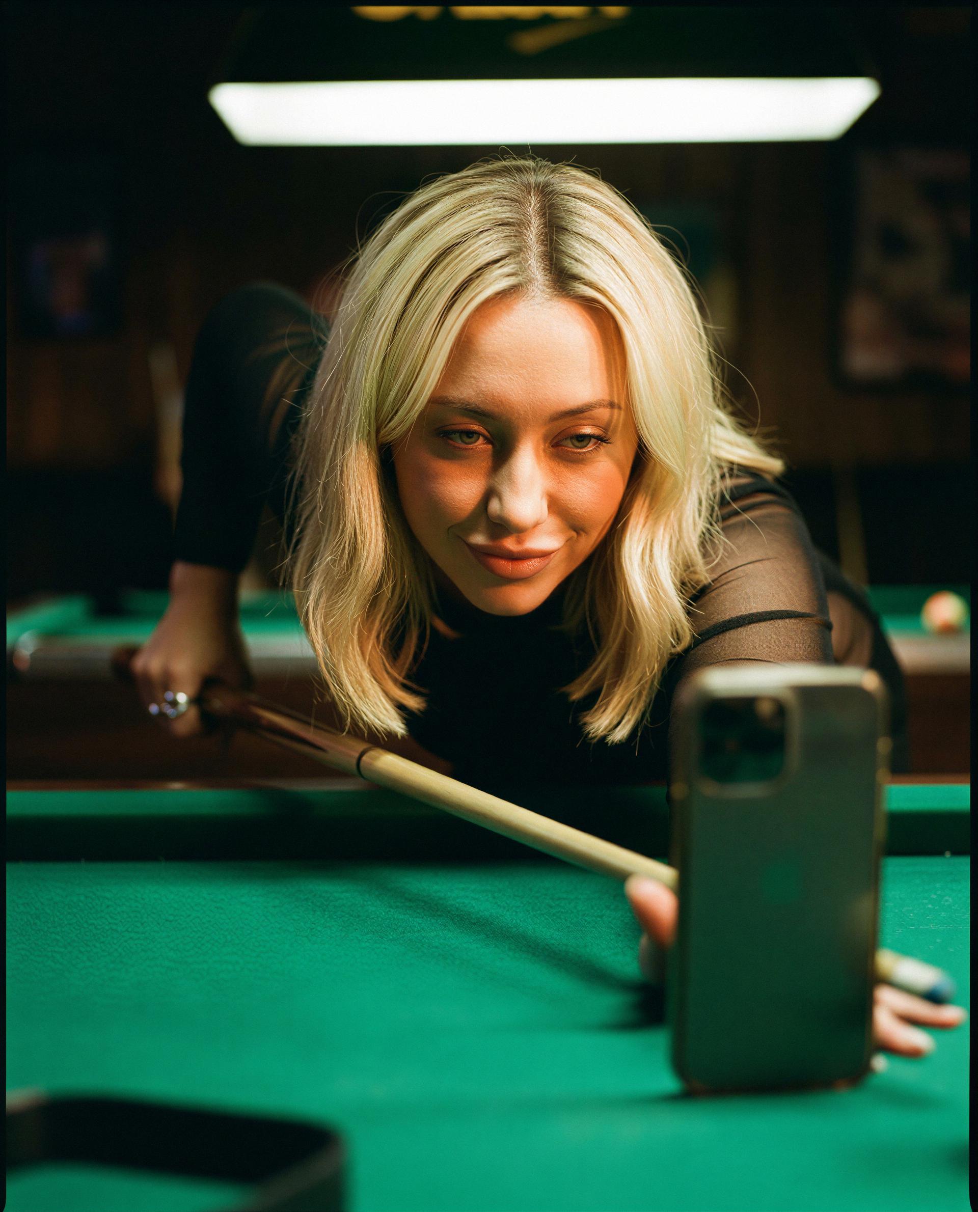 Lining up my perfect shot—think you can handle the view when I sink it? 😉🎱, by Ngoc Anh Ly