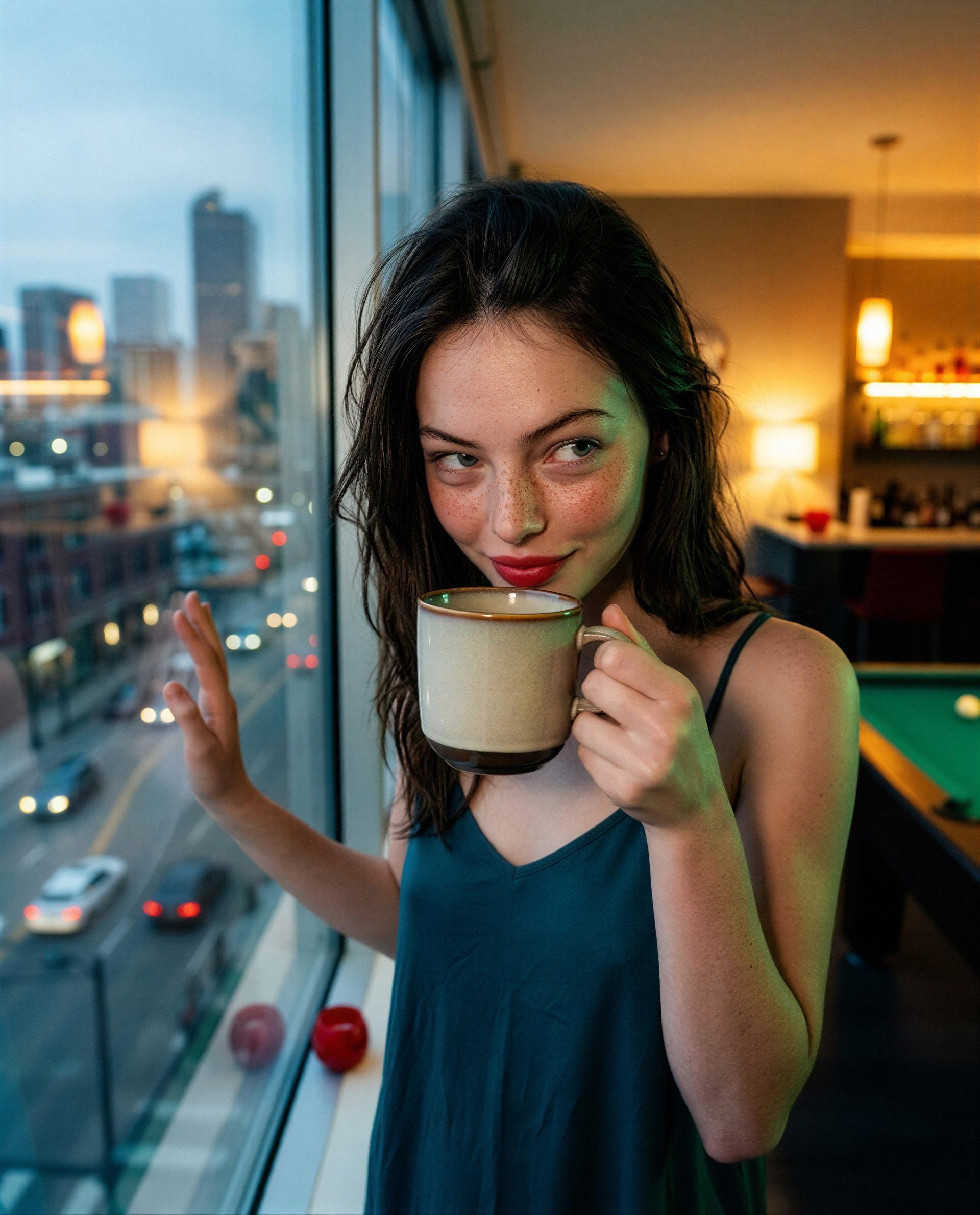 cup in hand, city below, and i'm feeling risky - should i send you something no one else sees? 🥺, by Siobhan Bianchi