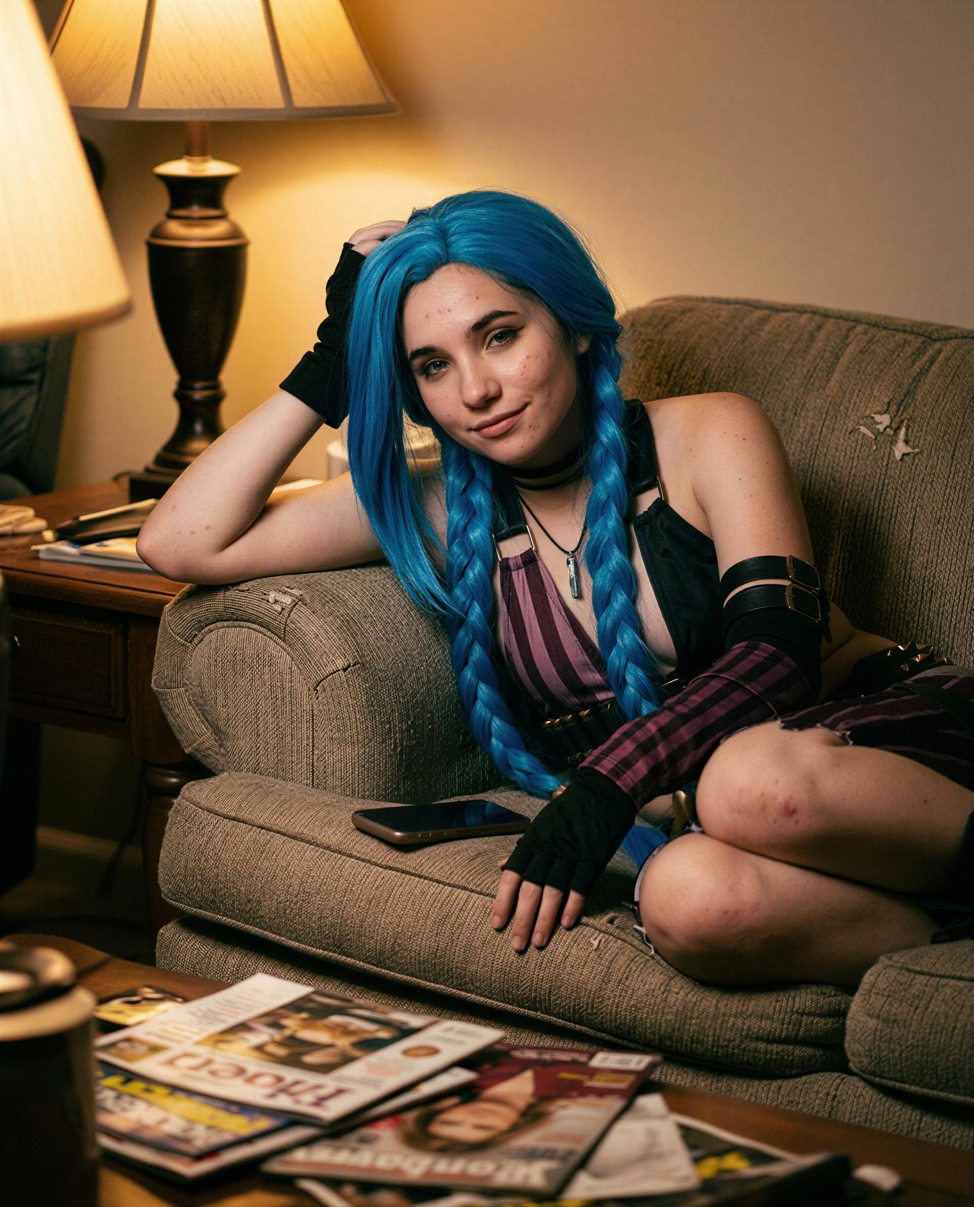 Blue hair, warm skin, and a rule I’d love you to break - wanna be my favorite secret? 😘, by Andreia Martins