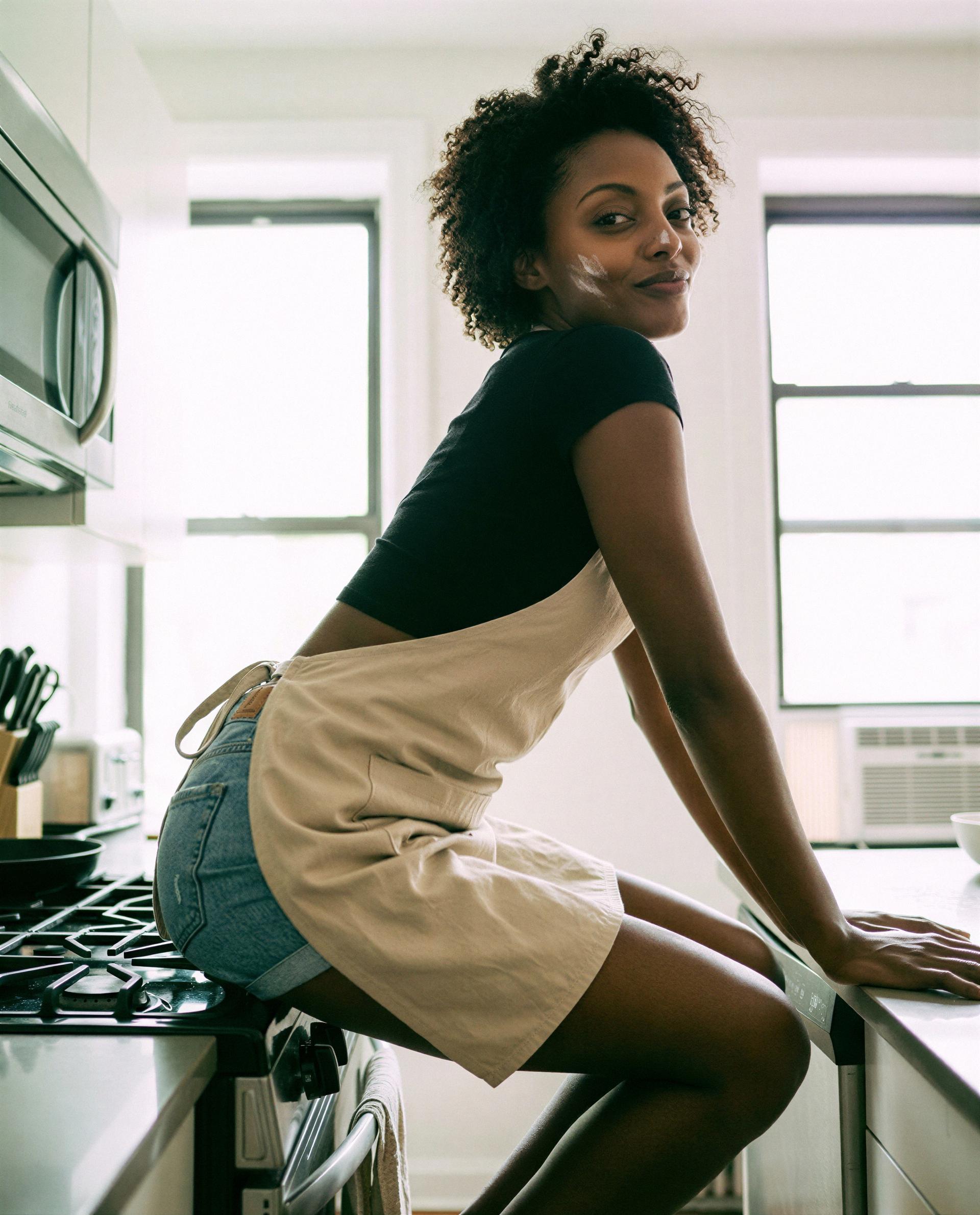 Perched on the counter with a wink - come inside my kitchen and I'll serve you something hotter than dinner 😉💕, by Grace Freeman