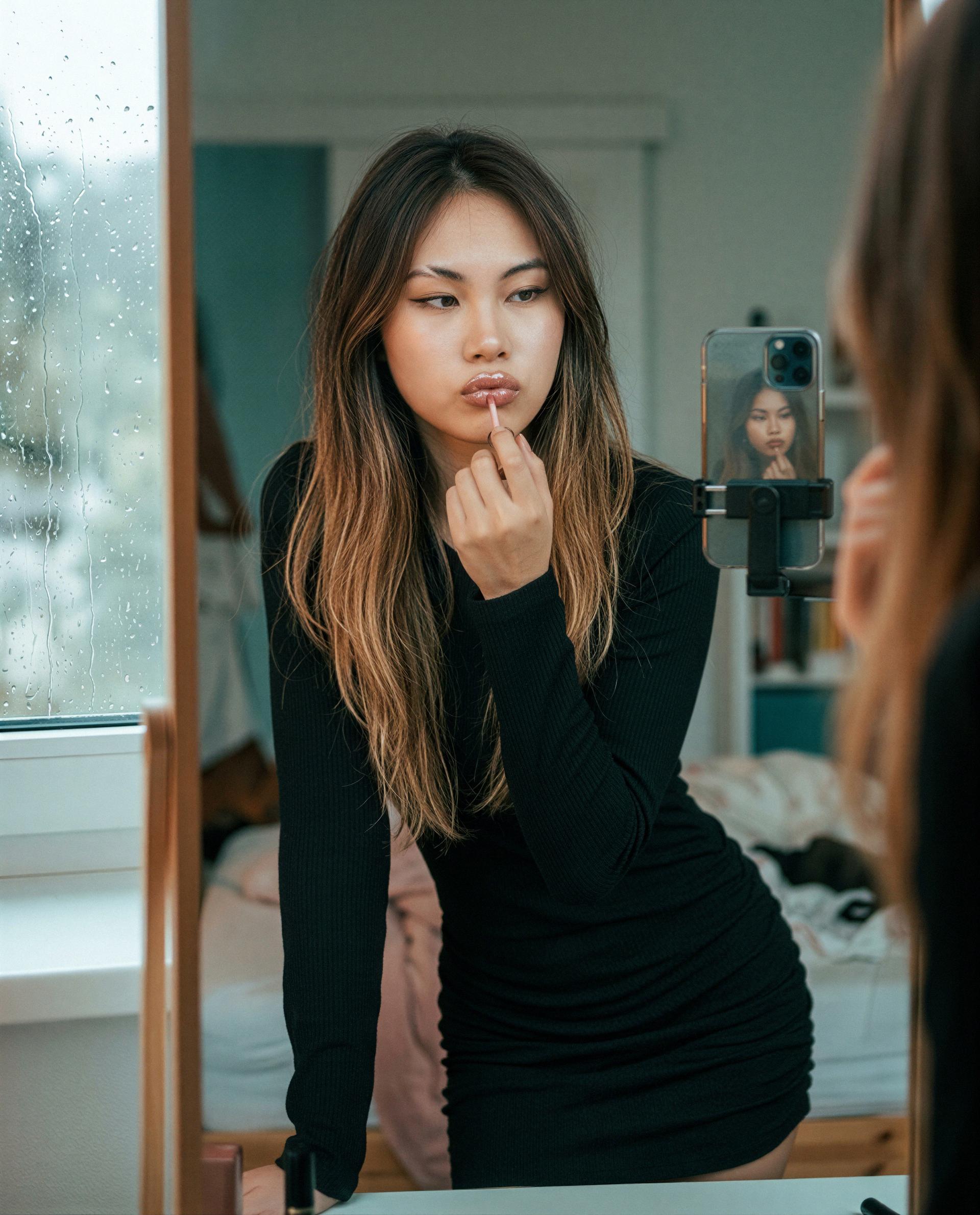 Glossed up and waiting—come steal my first kiss tonight 💋, by Yoon-ah Kim