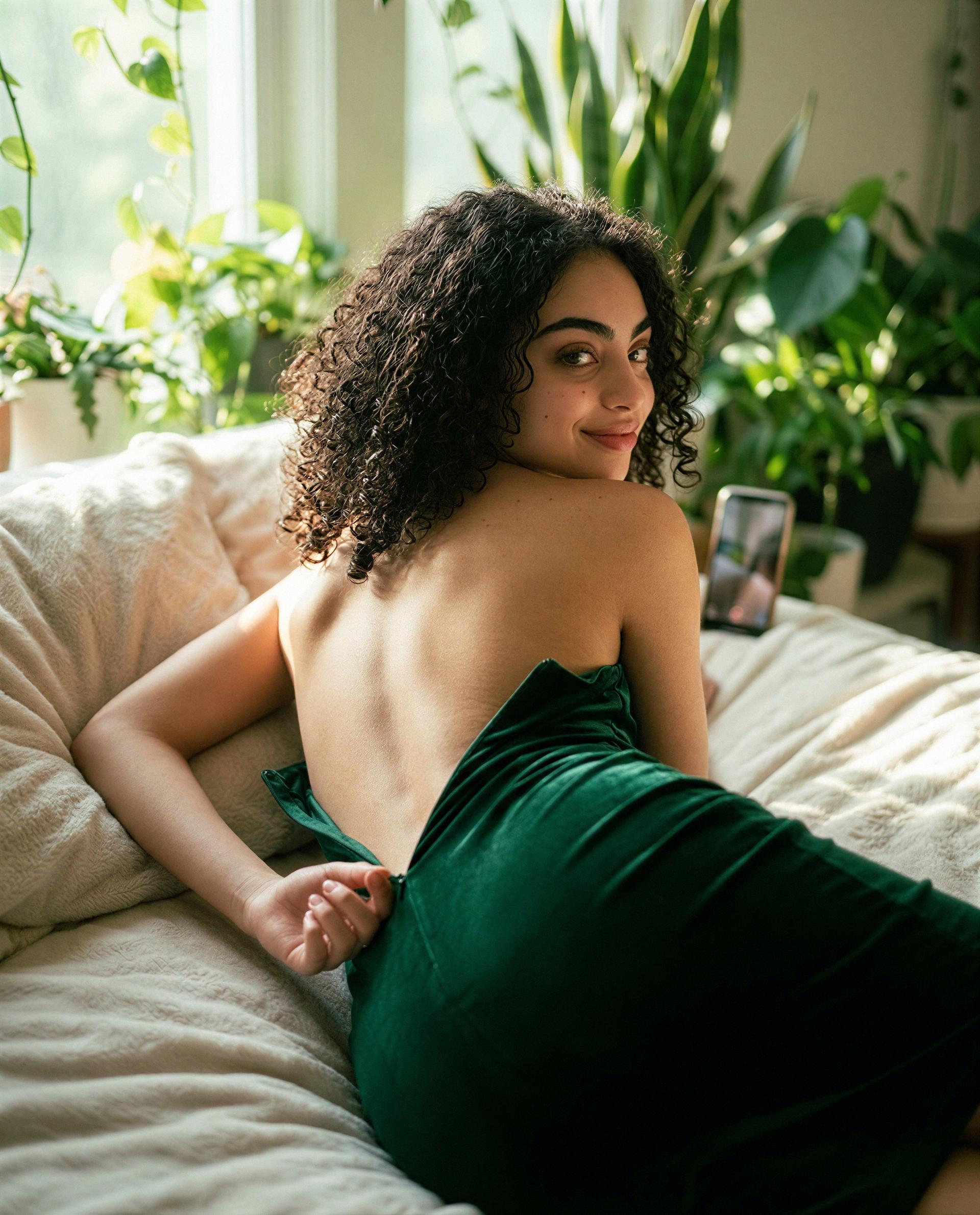 Just for you - velvet, bare back, and a little trouble; coming closer to claim it? 😘💕, by Fatima Hassan