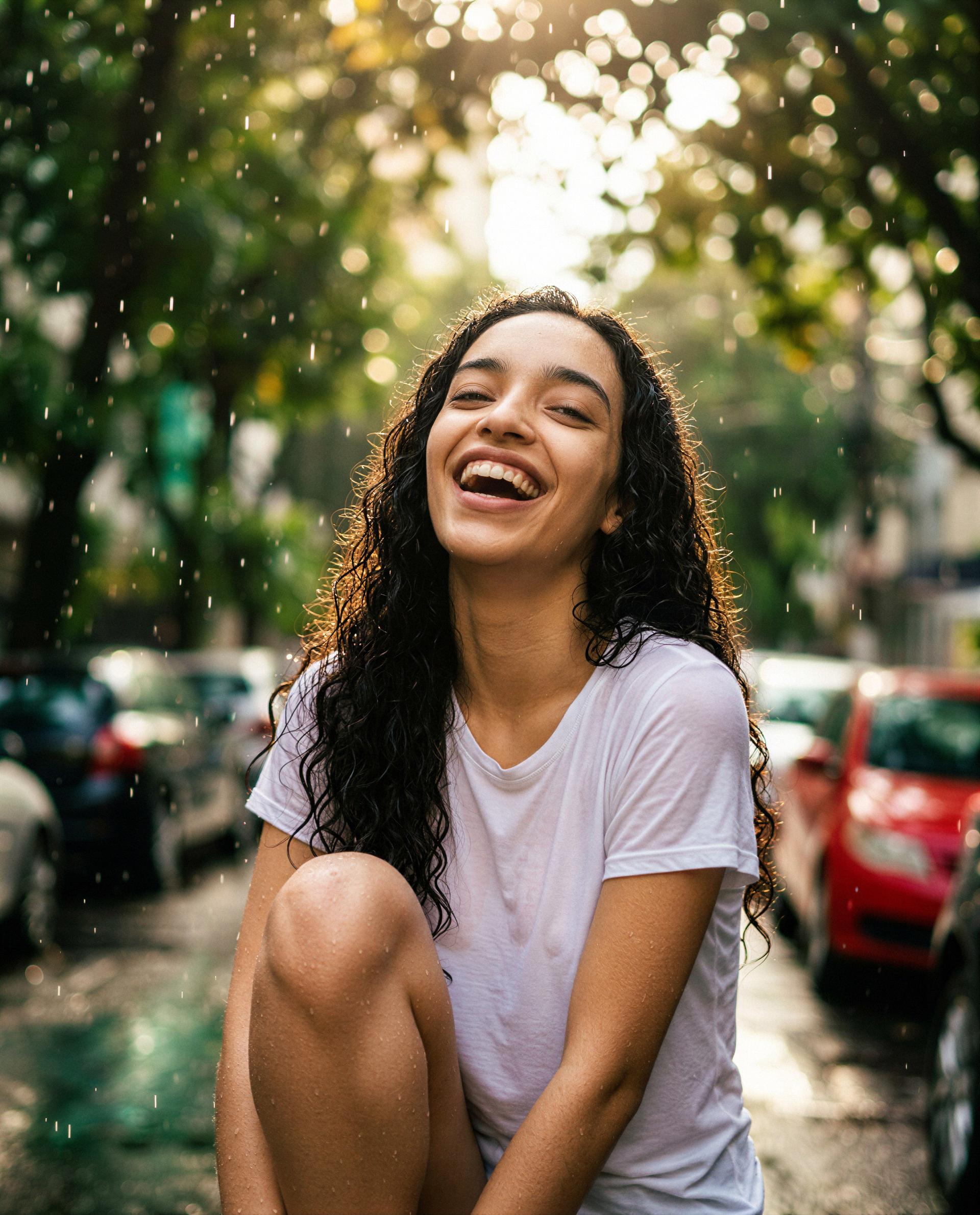 Caught in the rain with nowhere to hide—treat me to a private and I’ll give you the best view 😘, by Patricia Carvalho