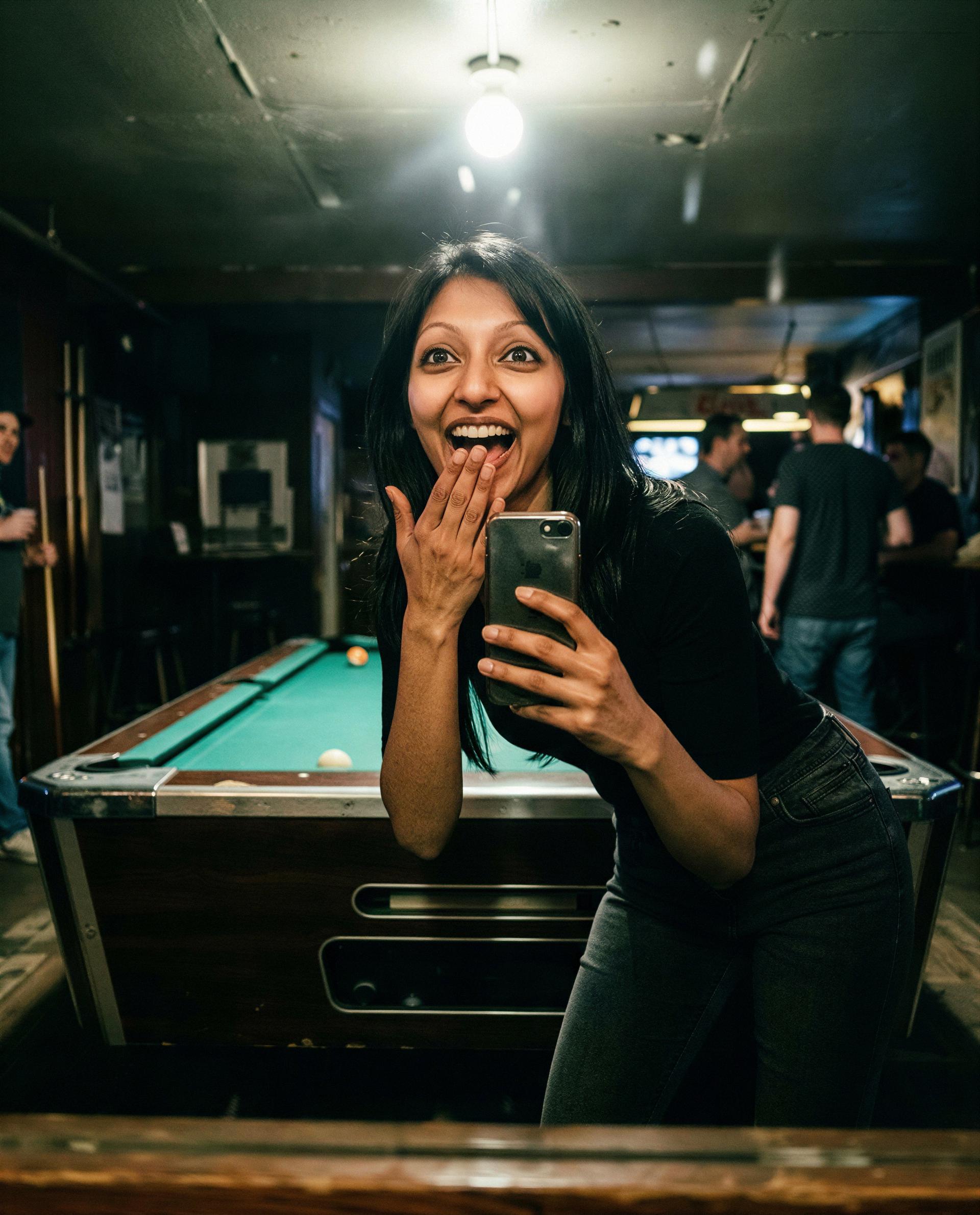 Mirror, billiards, and a little trouble - slide past the velvet rope and I’ll show you the afterparty 😉, by Priya Chandra