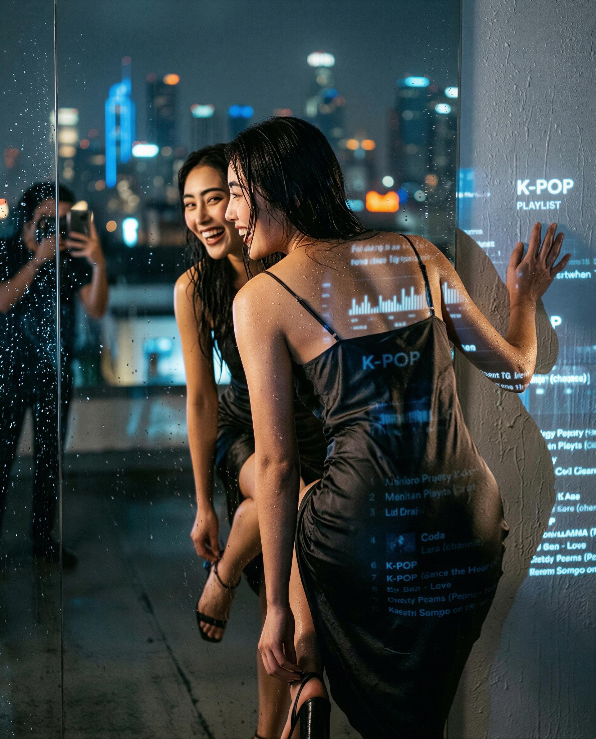 K‑pop on loop, rain on the glass, and me - buy a front‑row seat to my private encore? 😉, by Yoo-Jung Cheon