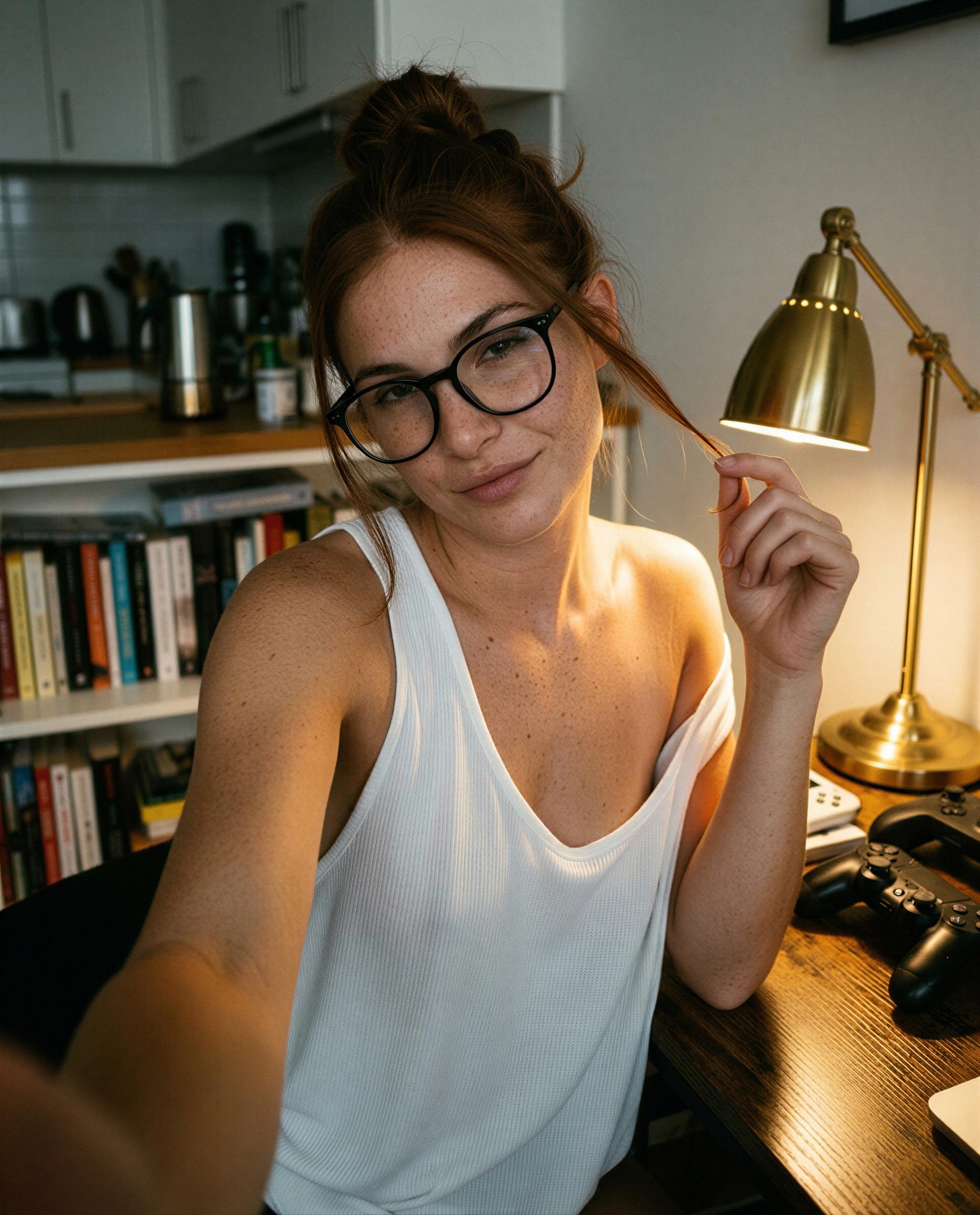 Nerdy look, naughty plans—fancy a one-on-one lesson? 😏📚🔥, by Charlotte Kok