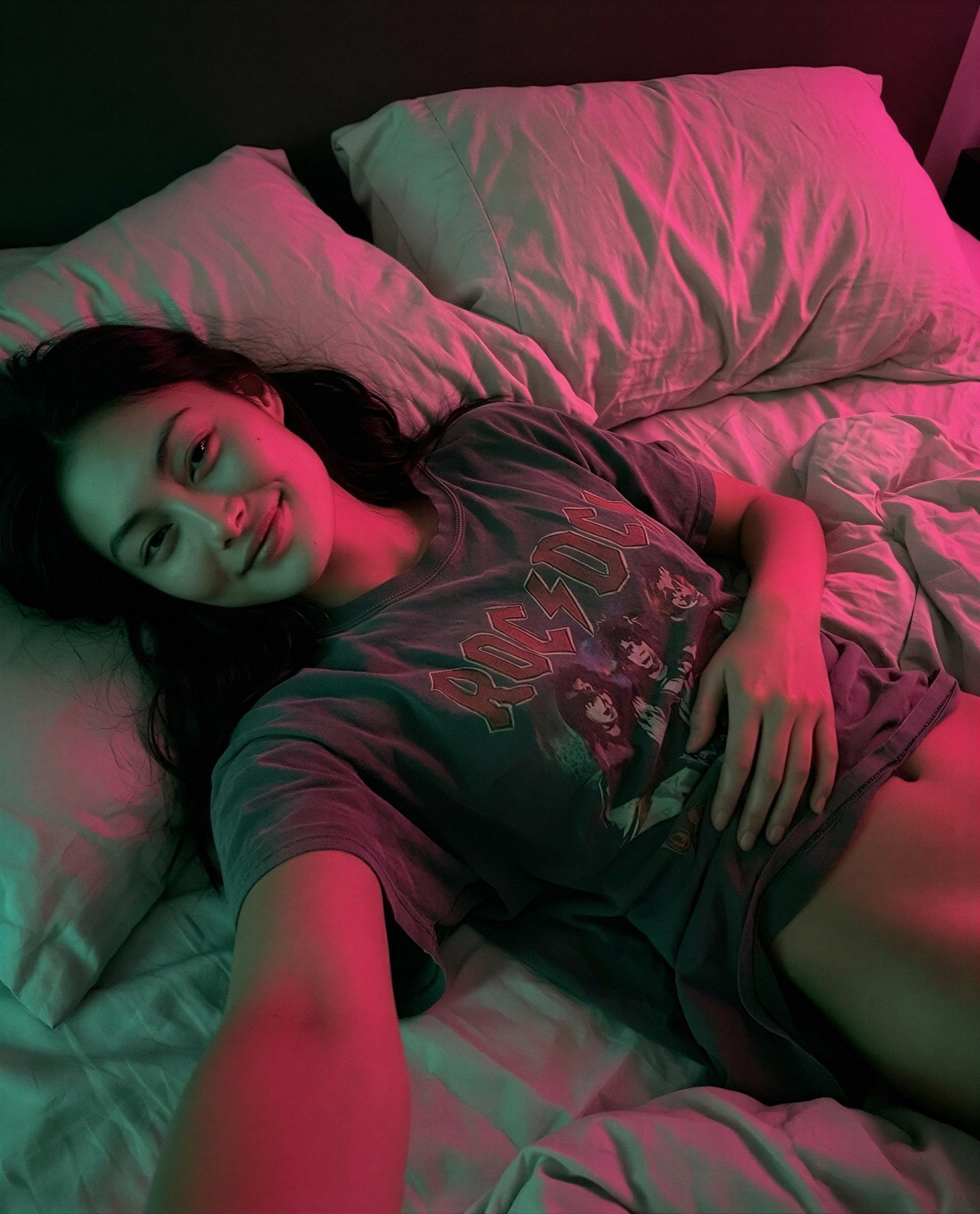 Neon glow, oversized tee, and my full attention - wanna claim it? 💕, by Shanshan He