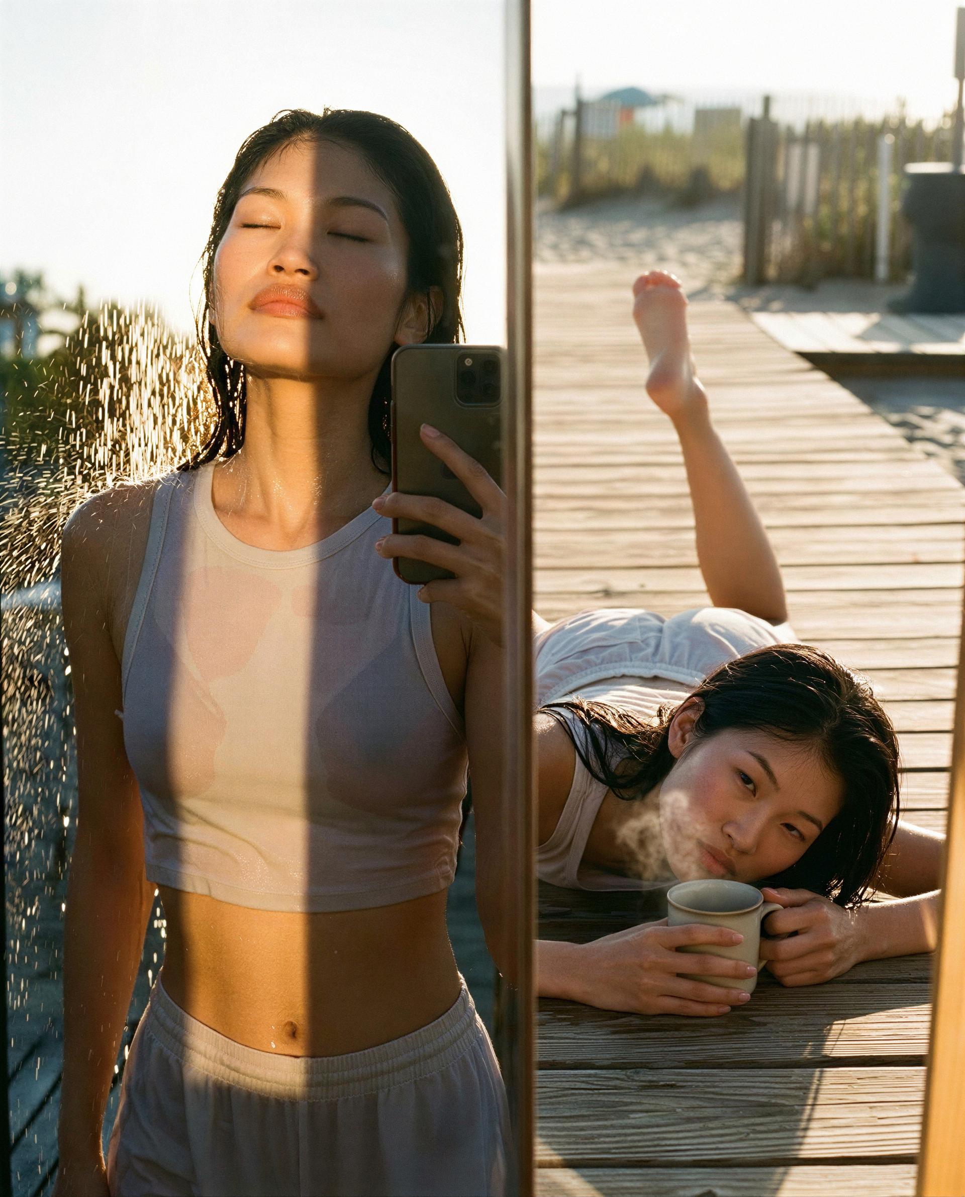 don't tell anyone, but my mirror likes company—care to come closer? 😳💋, by Chloe Nguyen
