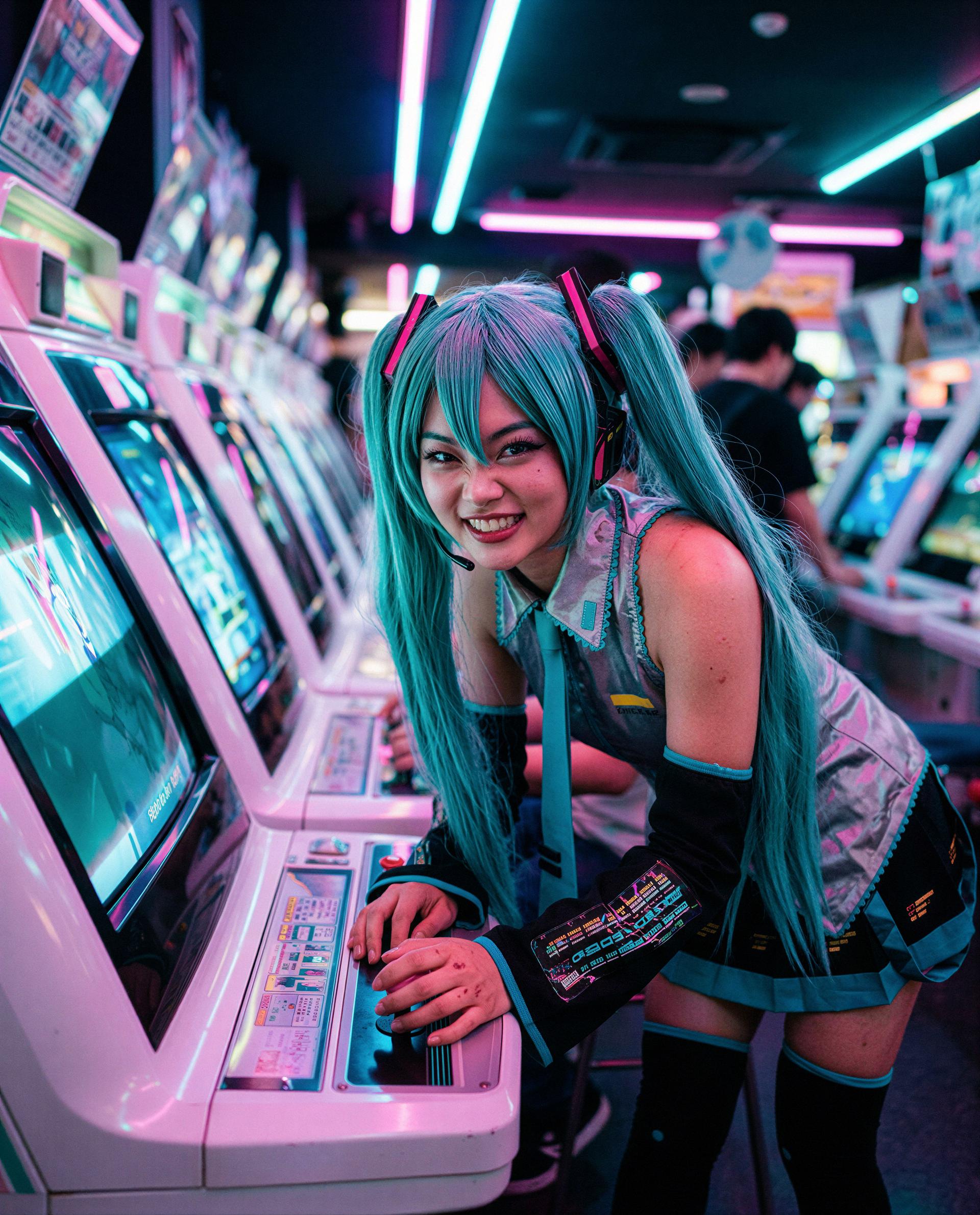 Neon, joysticks, and a VIP pass to my private game—want first dibs on the bonus round? 😏, by Grace Nguyen