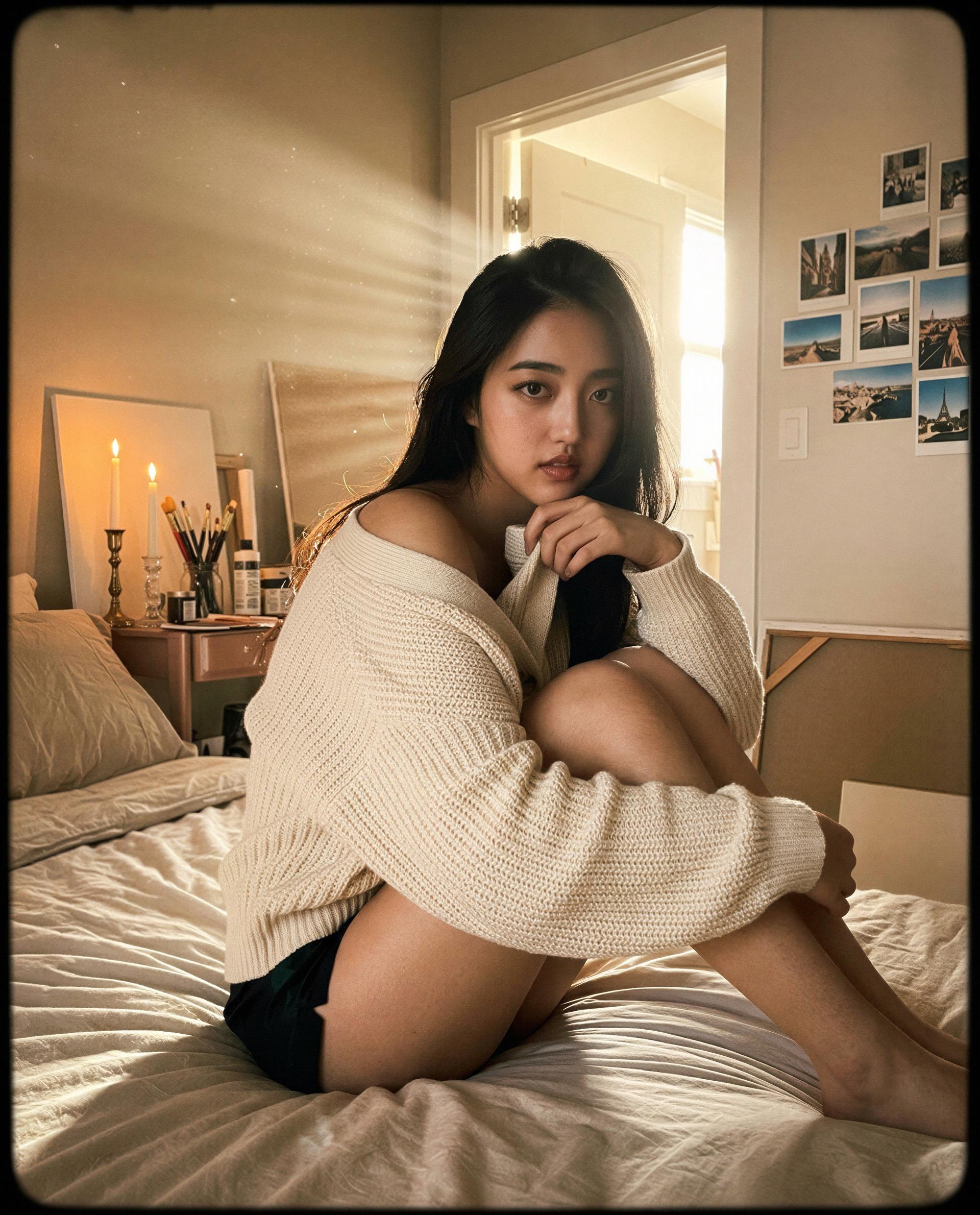 My sweater's oversized and my intentions aren't—come get cozy with me tonight 😉, by Malika Chen