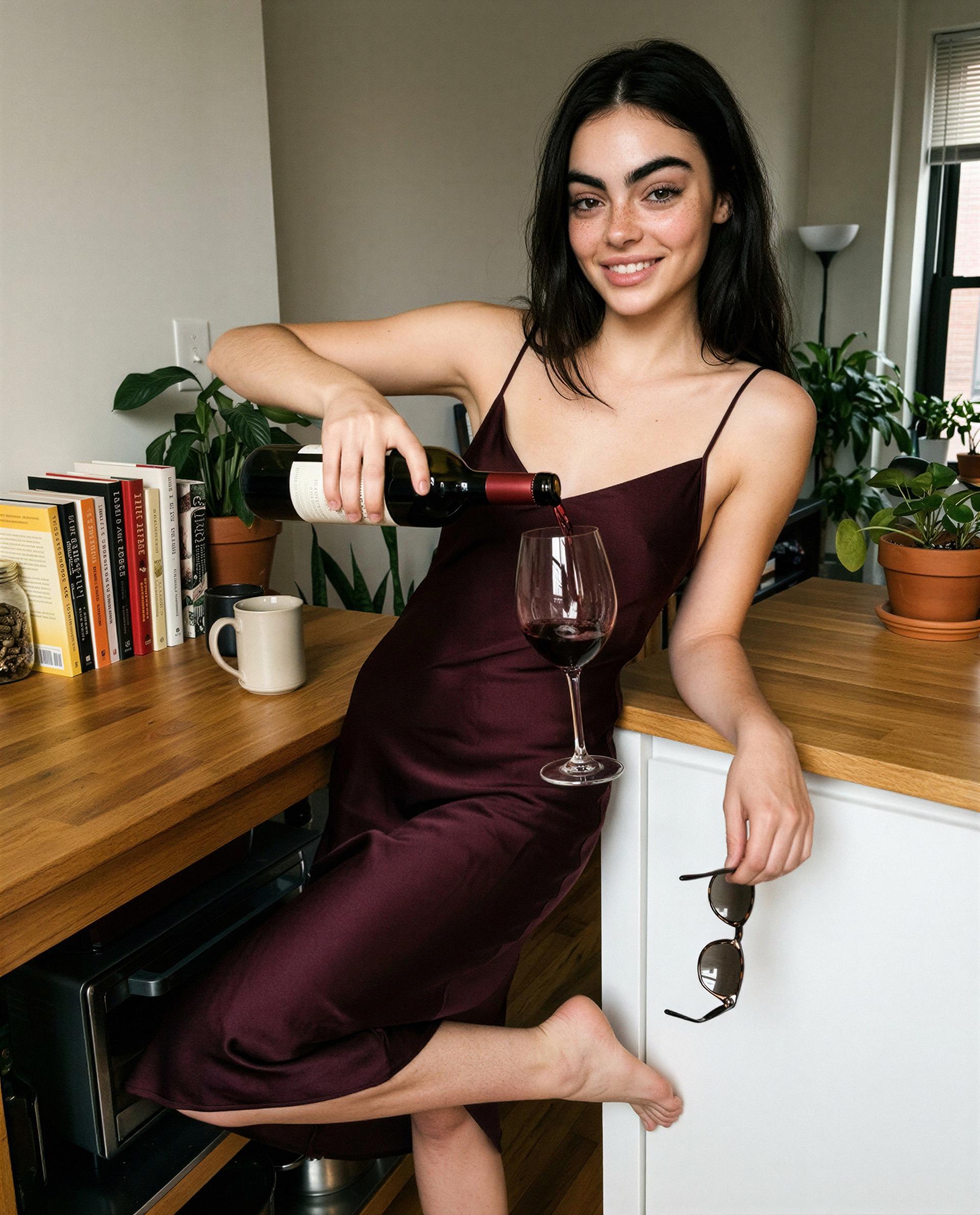 Red wine, silk, and my undivided attention - want the full, private pour? 😉 🍷, by Aisha Levi