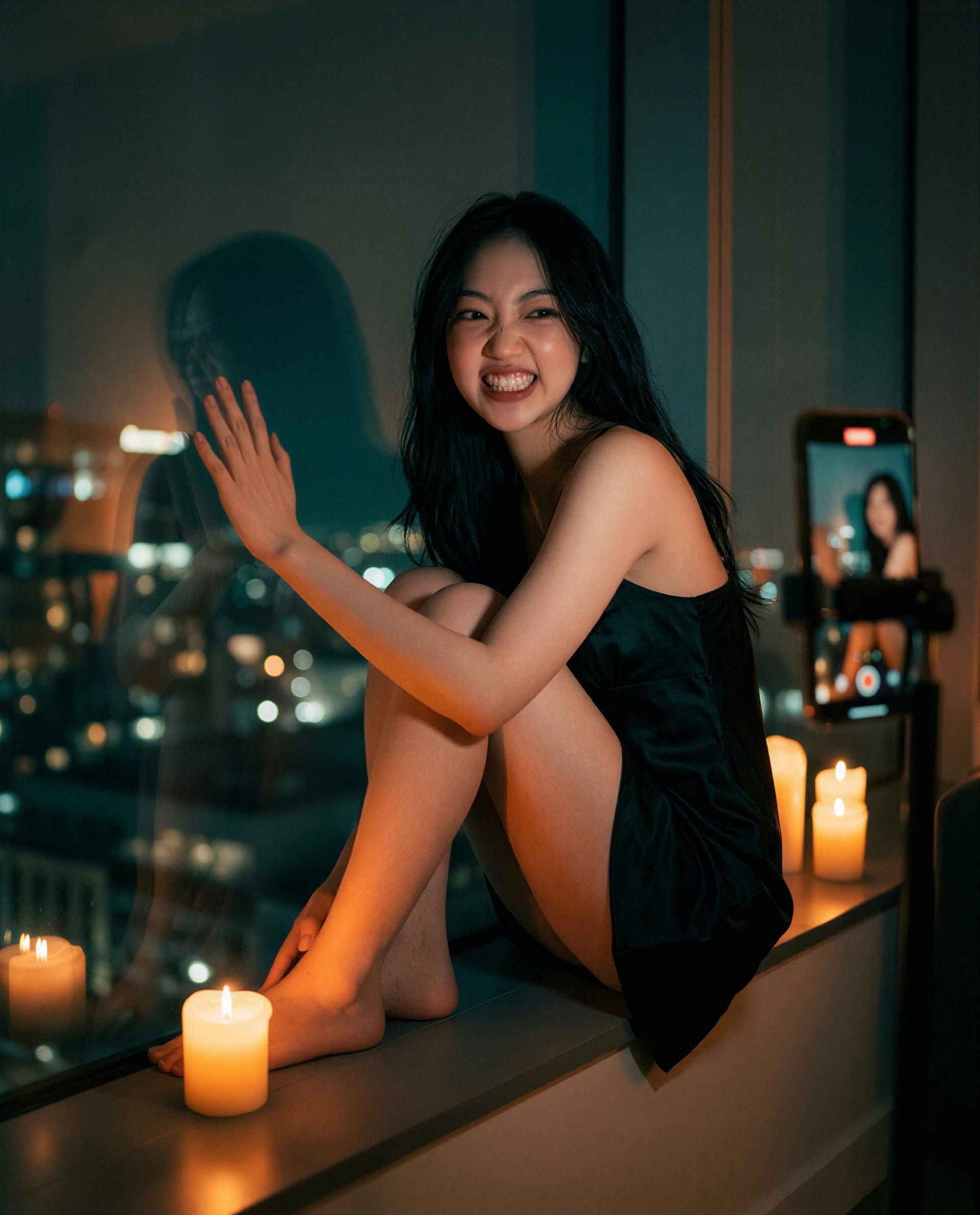Candles lit, silk on, camera rolling—claim the front row and I’ll give you all the close-ups 😘, by Sakura Patel