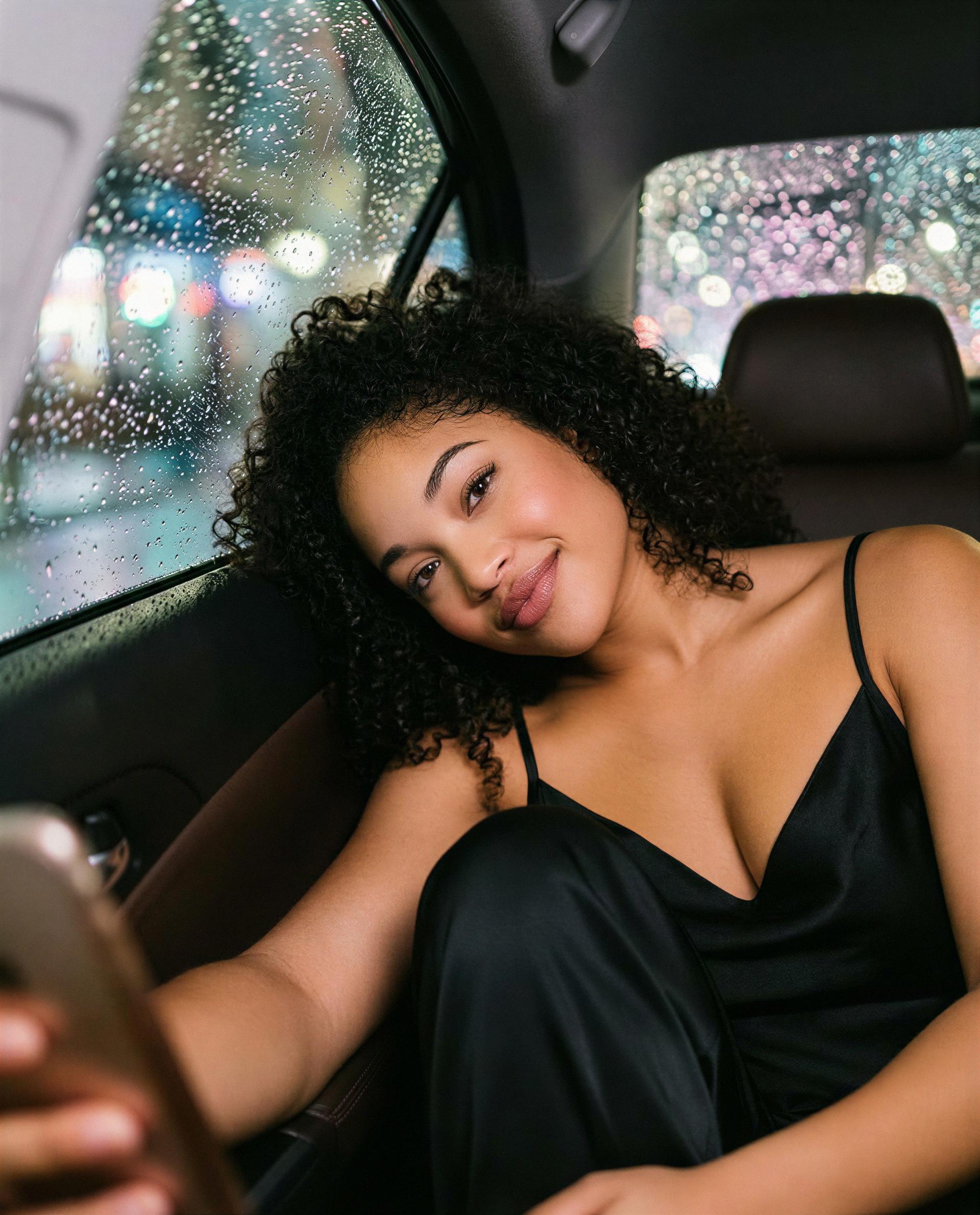 Just me, satin, and wet city lights—saved this view for you 😘, by Zamiyah Walker