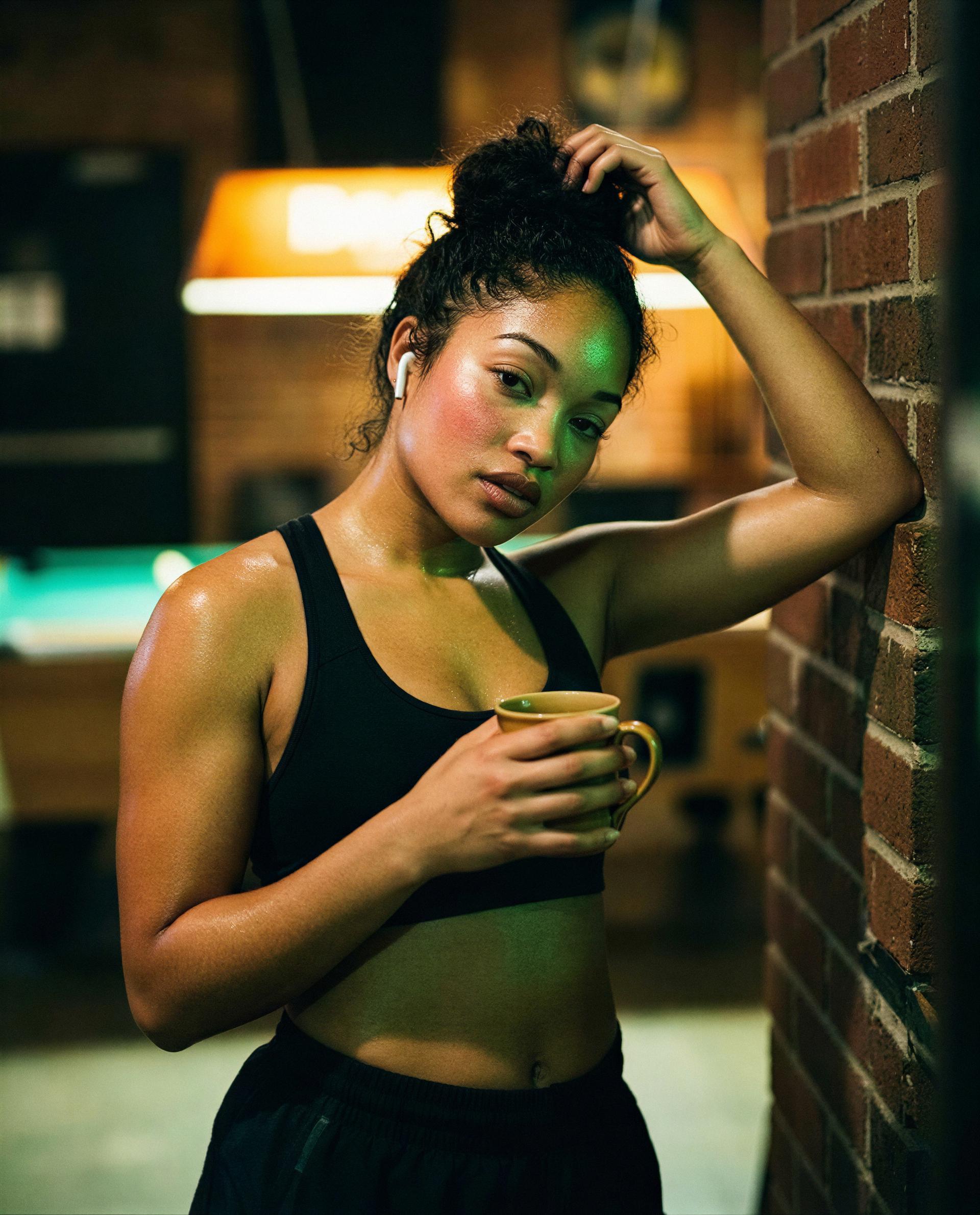 Gym glow, damp hair, and a cup - let me show you what I do off camera, babe 😘, by Zamiyah Walker