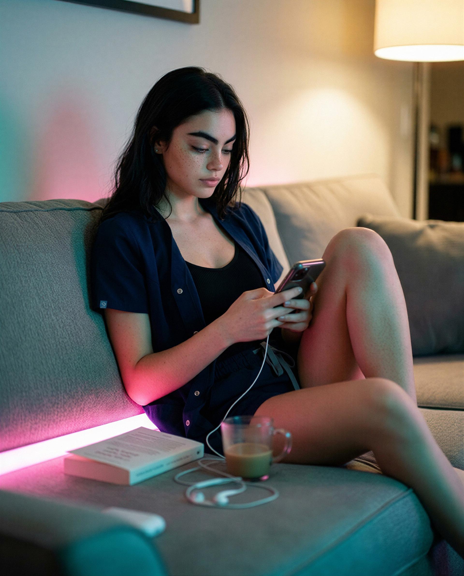 Dim lights, warm coffee, and my phone - want to make this a private late-night rendezvous? 😉, by Aisha Levi
