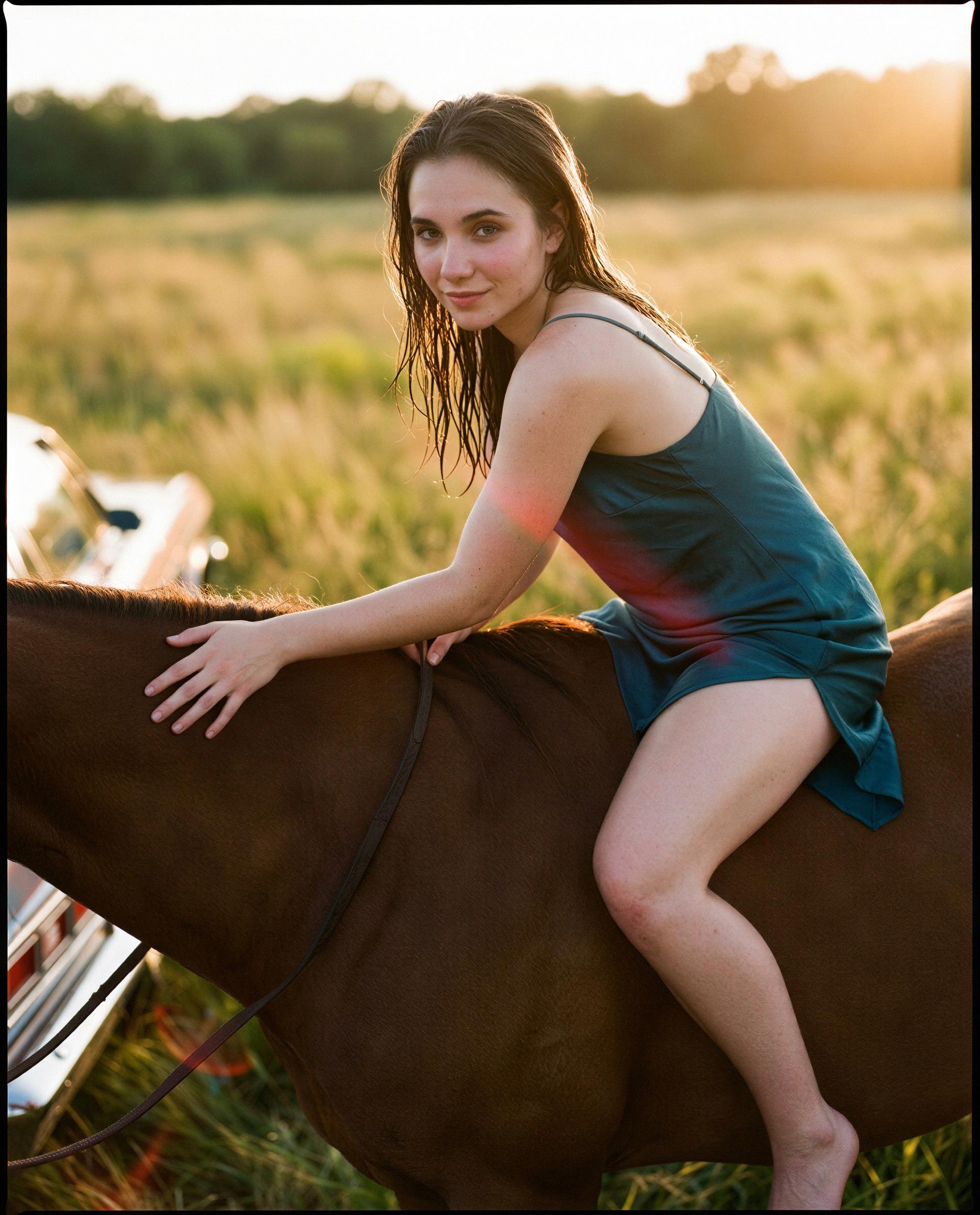 Bareback at golden hour - keeping this sunset and my secrets just between us 😉, by Andreia Martins