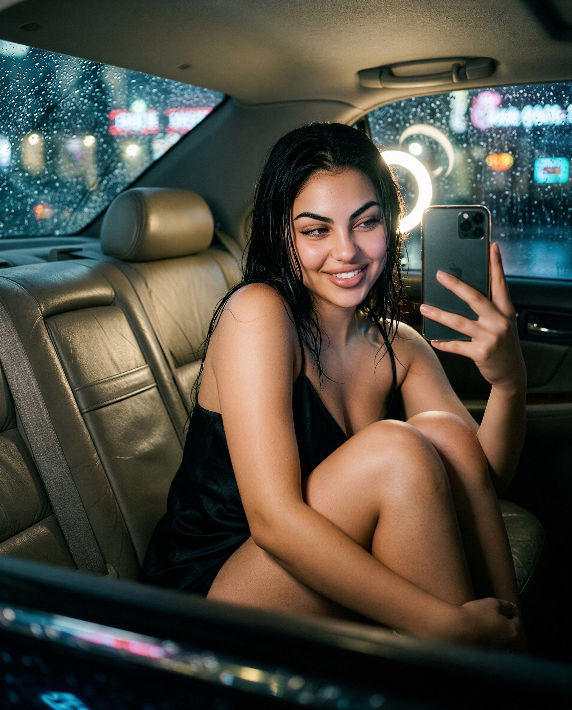 wet hair, warm backseat, and a smile I only share with people who stick around - interested? 😳💋, by Carolina Reyes