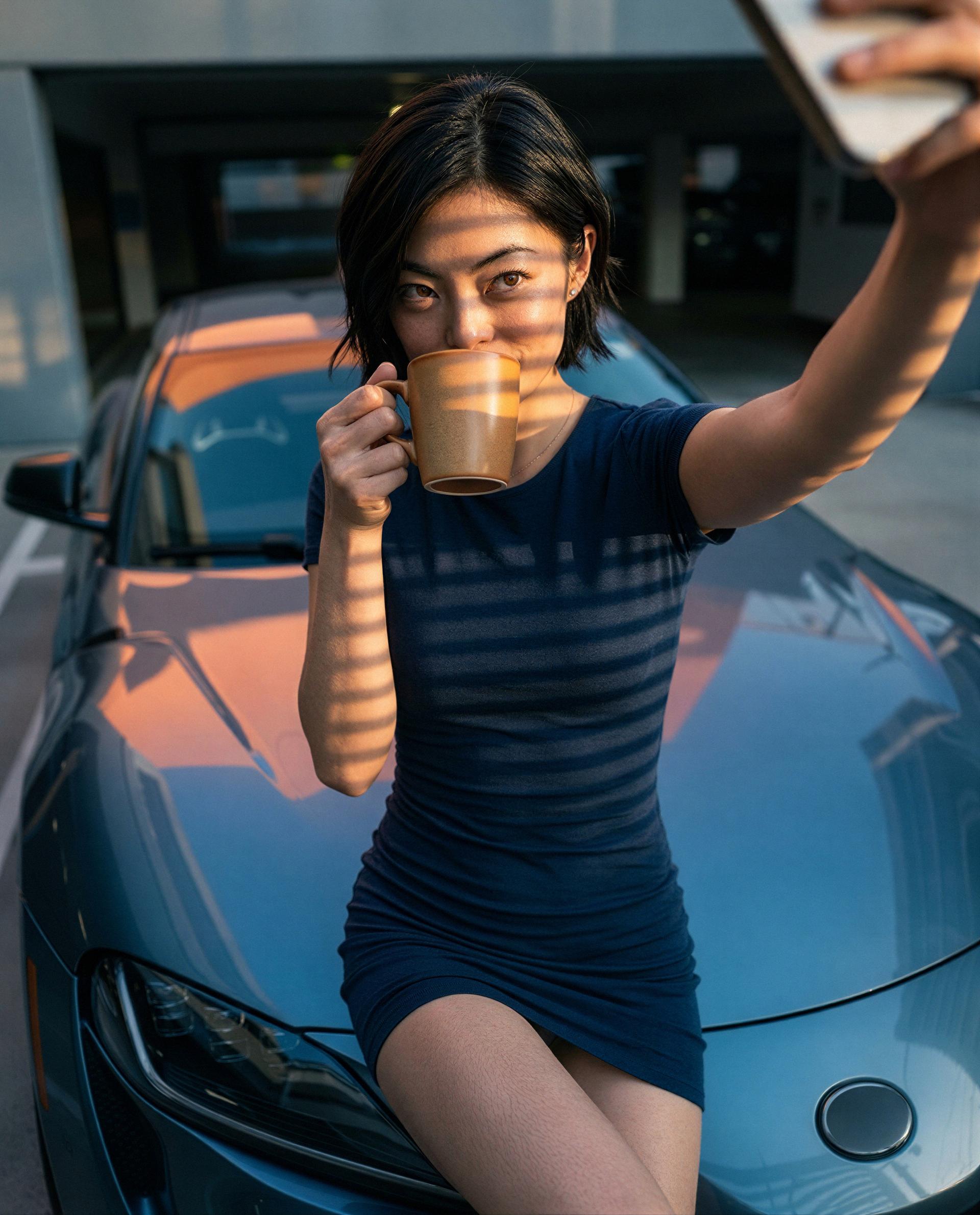 Saved you a spot on my hood - come sit close and make this morning ours, babe 😘💕, by Roshni Karimov