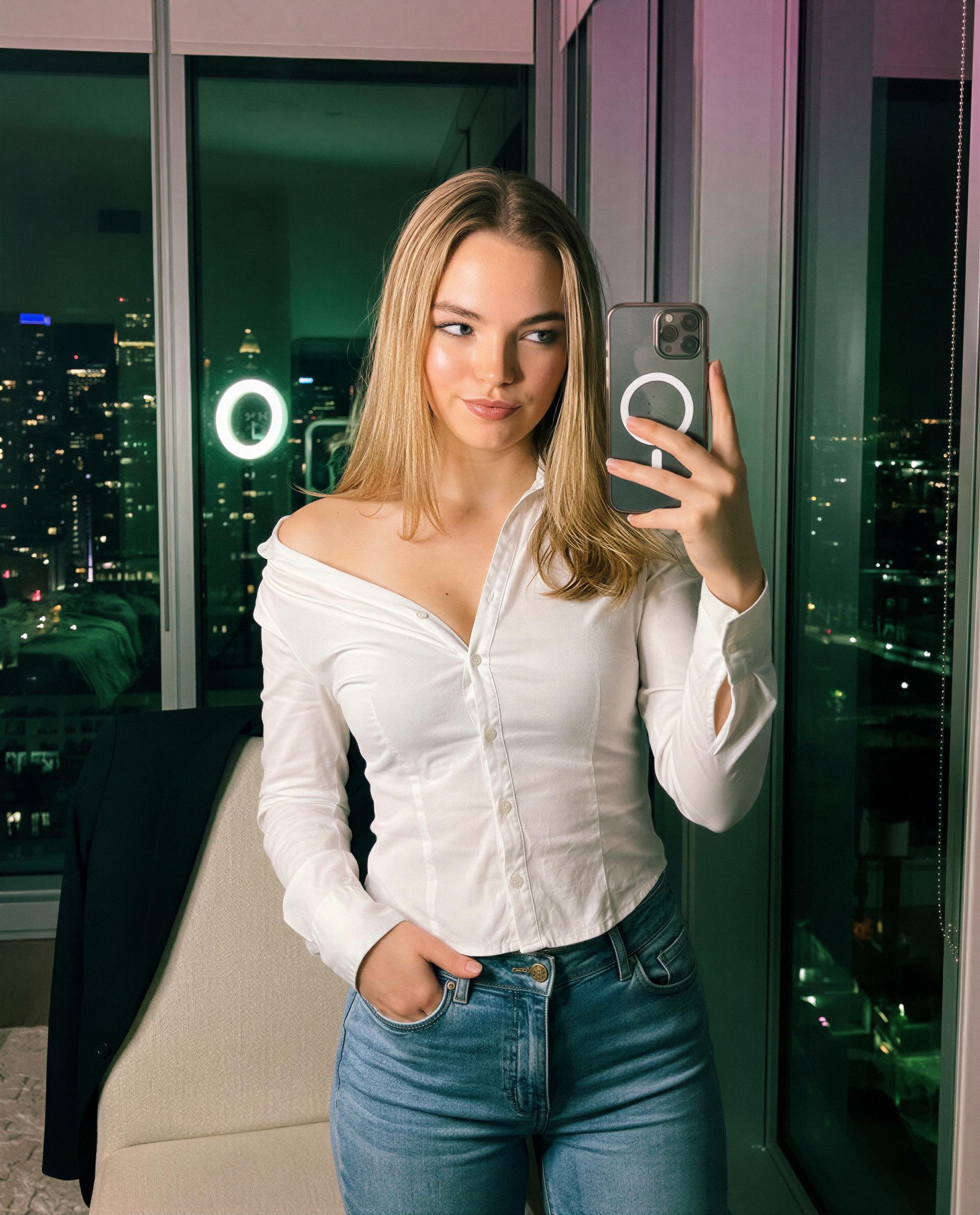 Buttoned up for the 'gram, unbuttoned for my subscribers—come see which you prefer 😘, by Gabriella Ricci