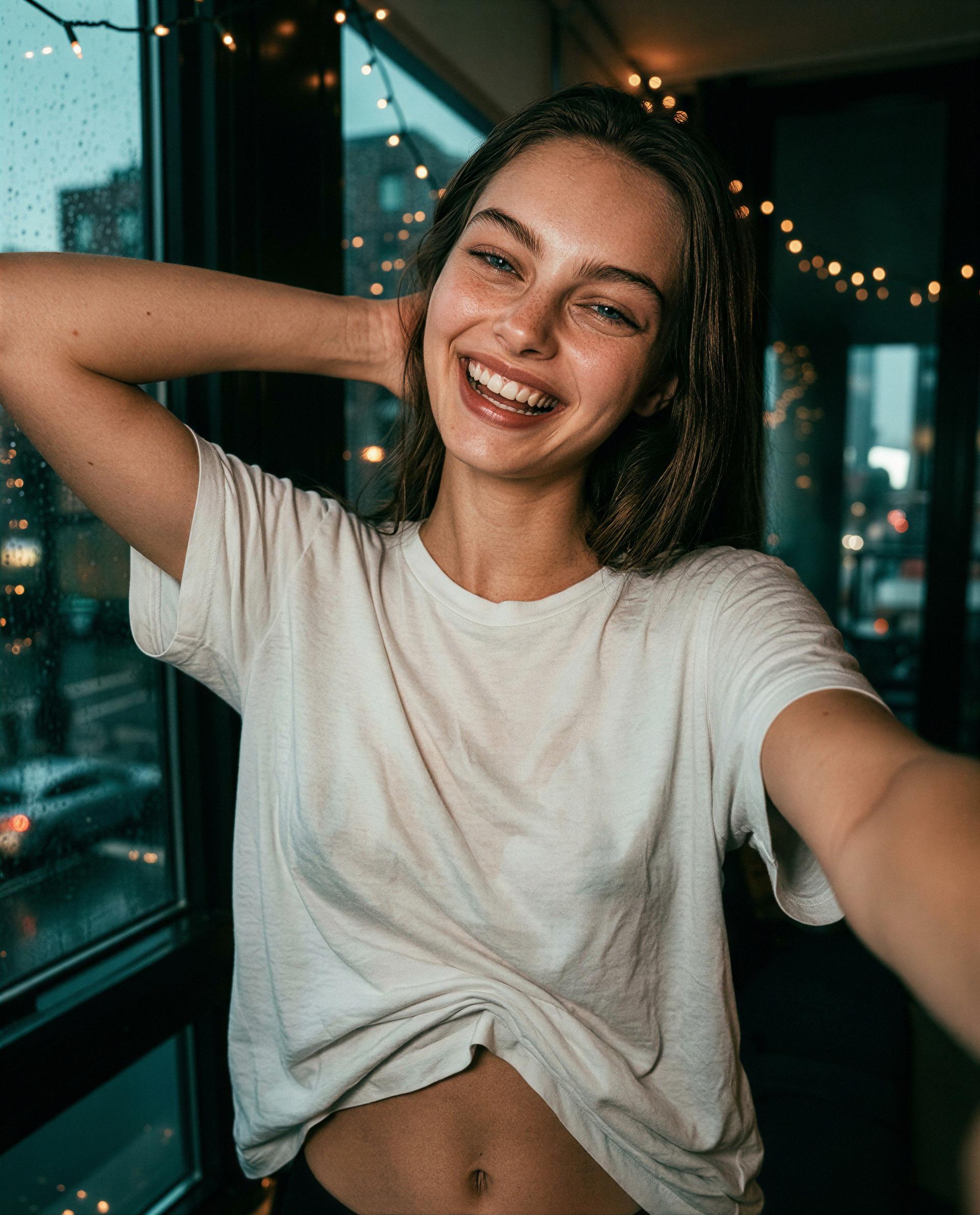 Turn this cozy smile into a private moment - wanna be the one who gets it? 💕, by Colette Quinn
