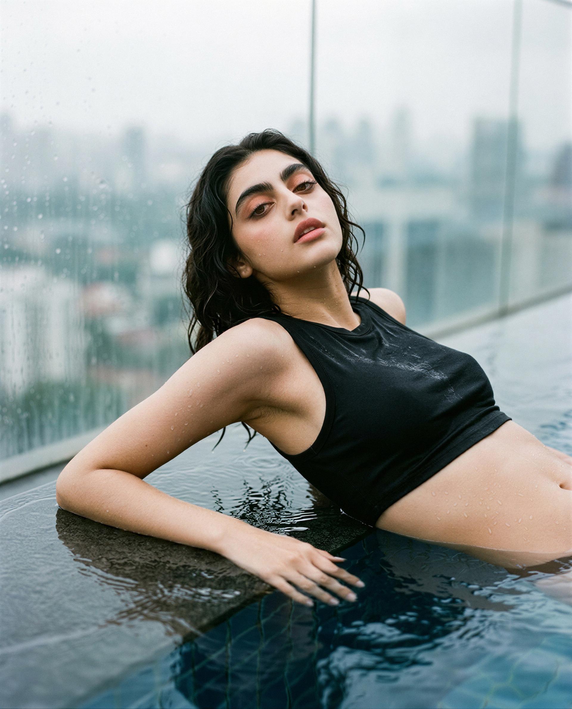 Rooftop rain, soaked and waiting - whisper something naughty in my DMs and I’ll show you why I stayed 😘, by Hana Gal