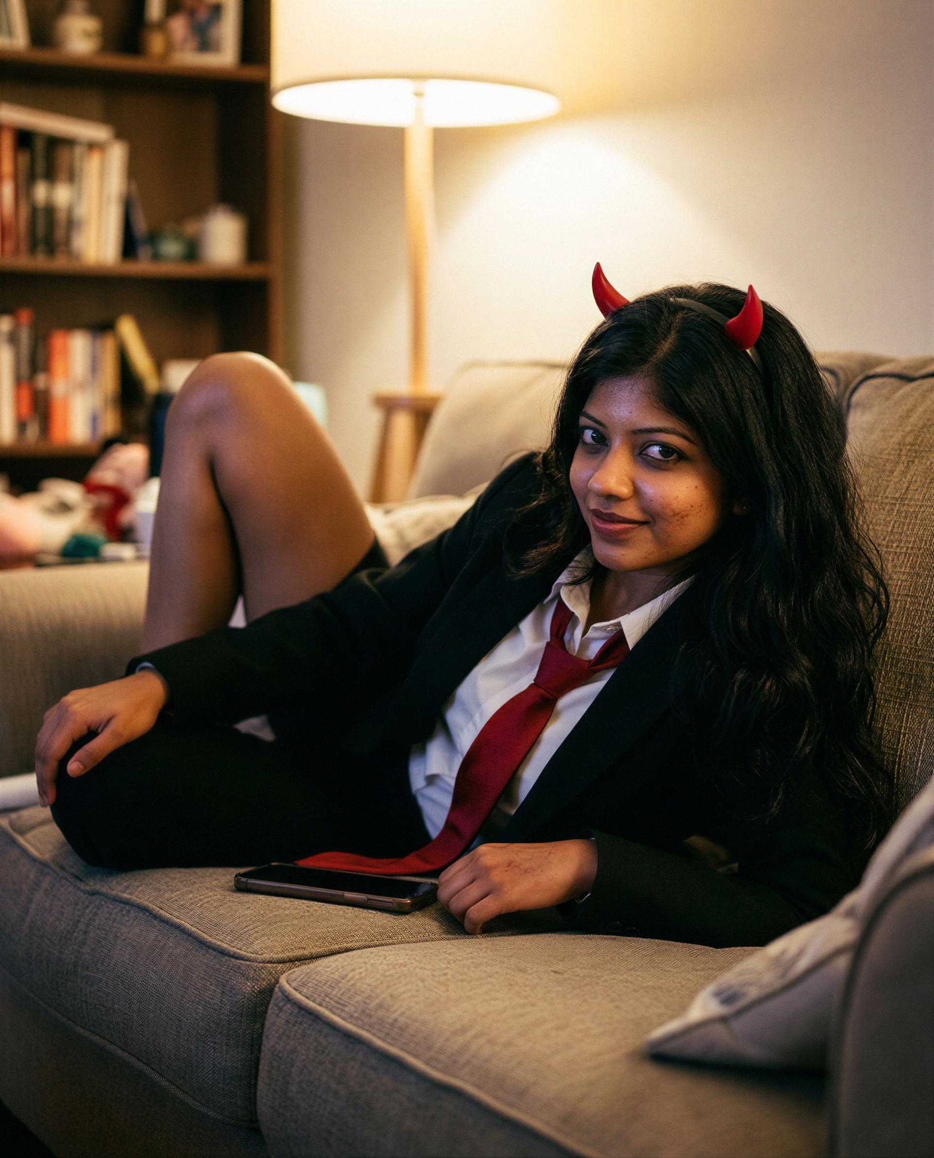 Devil horns on, manners off—wanna play? 😏, by Khadija Sidhu