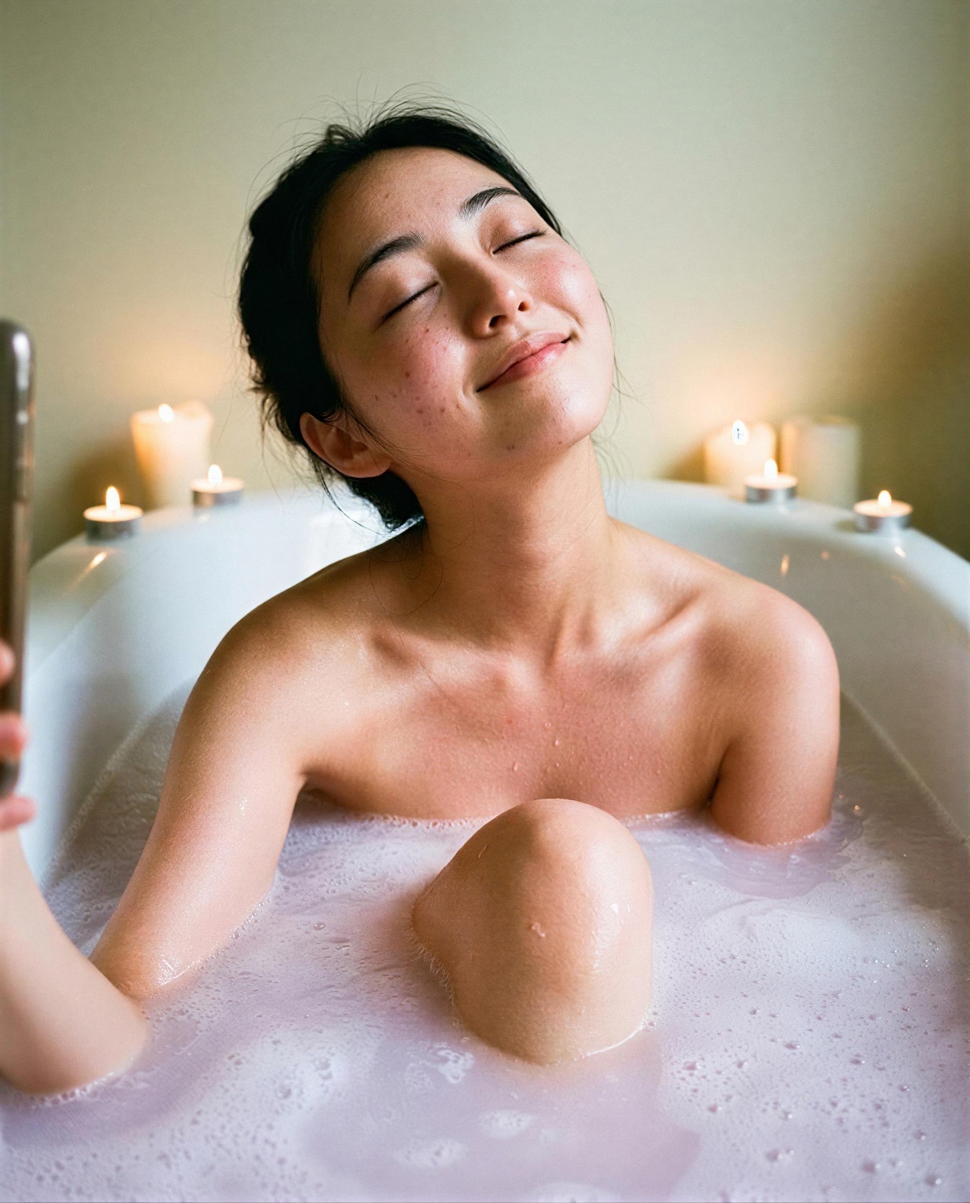 Bubble bath, candlelight, and your name on my lips—come claim it 💕, by Nanami Hayashi