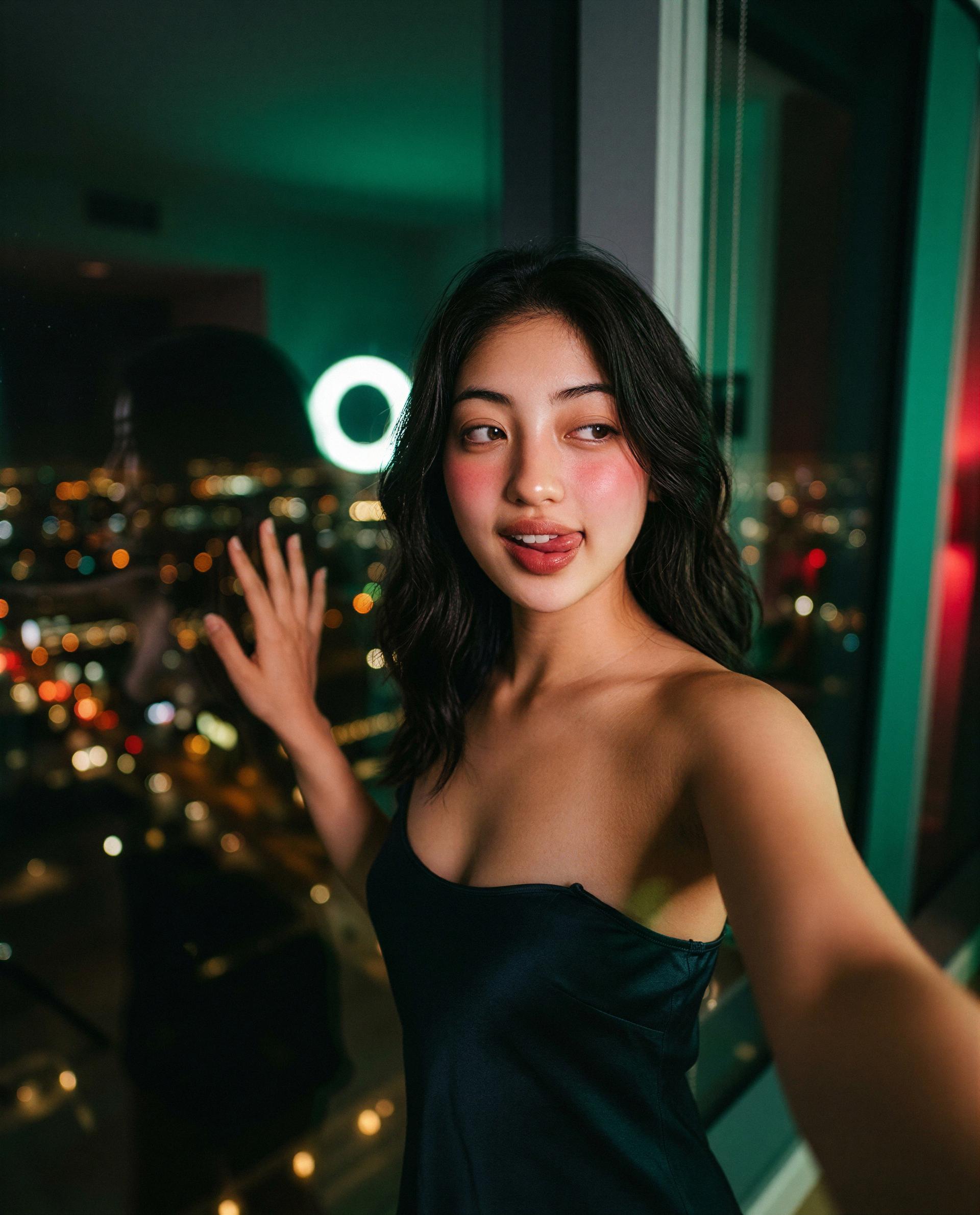 City's bright but I'm the only view you need tonight—slide in, babe 😘✨, by Shirin Thongchai