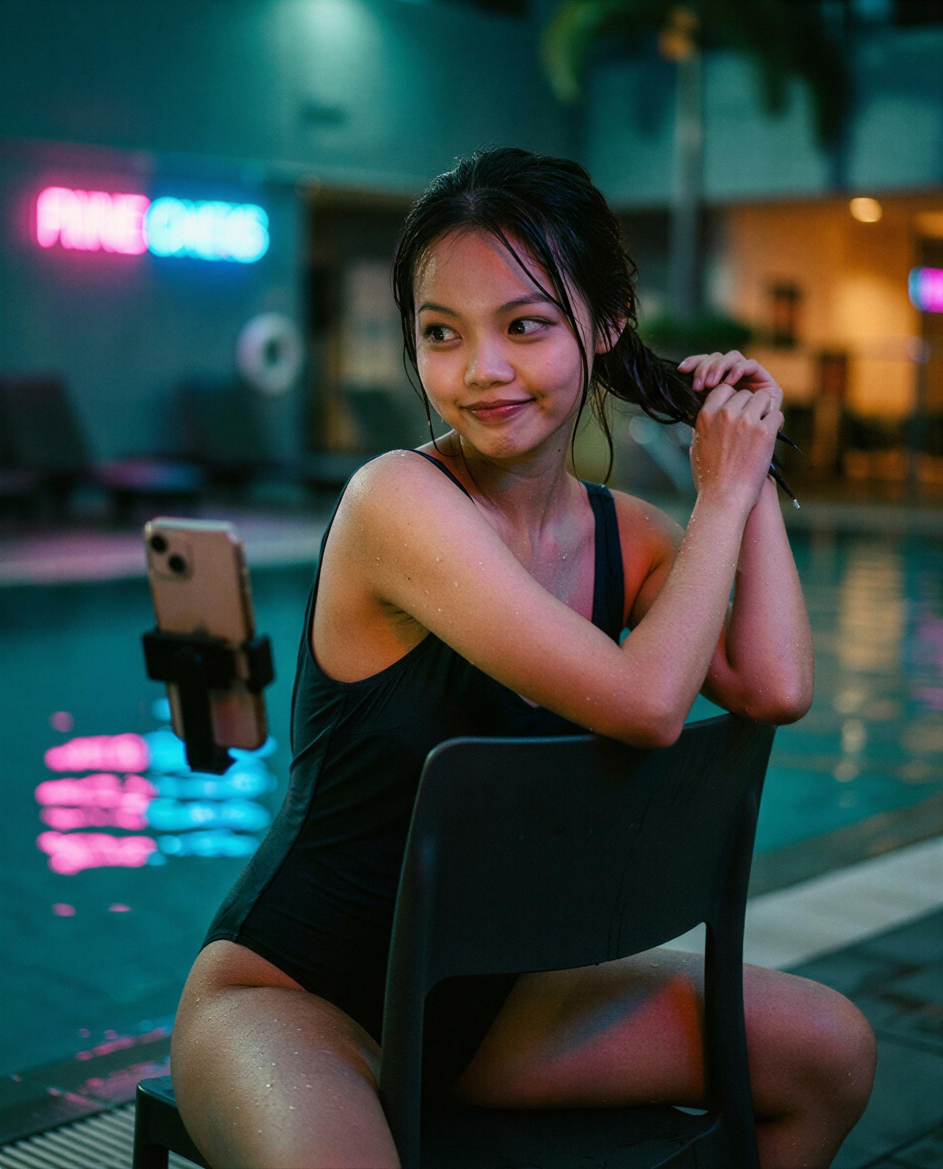 Moonlight, wet skin, and only one VIP pass—will you take it? 😘, by Linh Nguyen