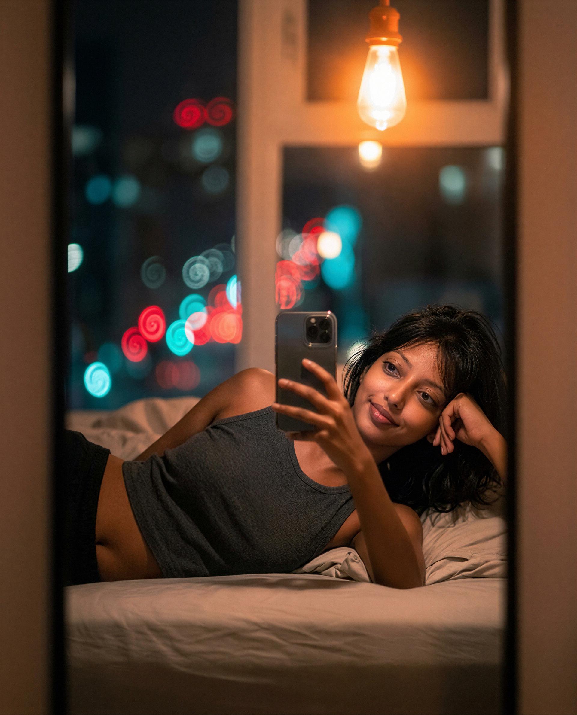 Caught me smiling—wanna see what I do when the camera's off? 🔥😉, by Uma Iyengar
