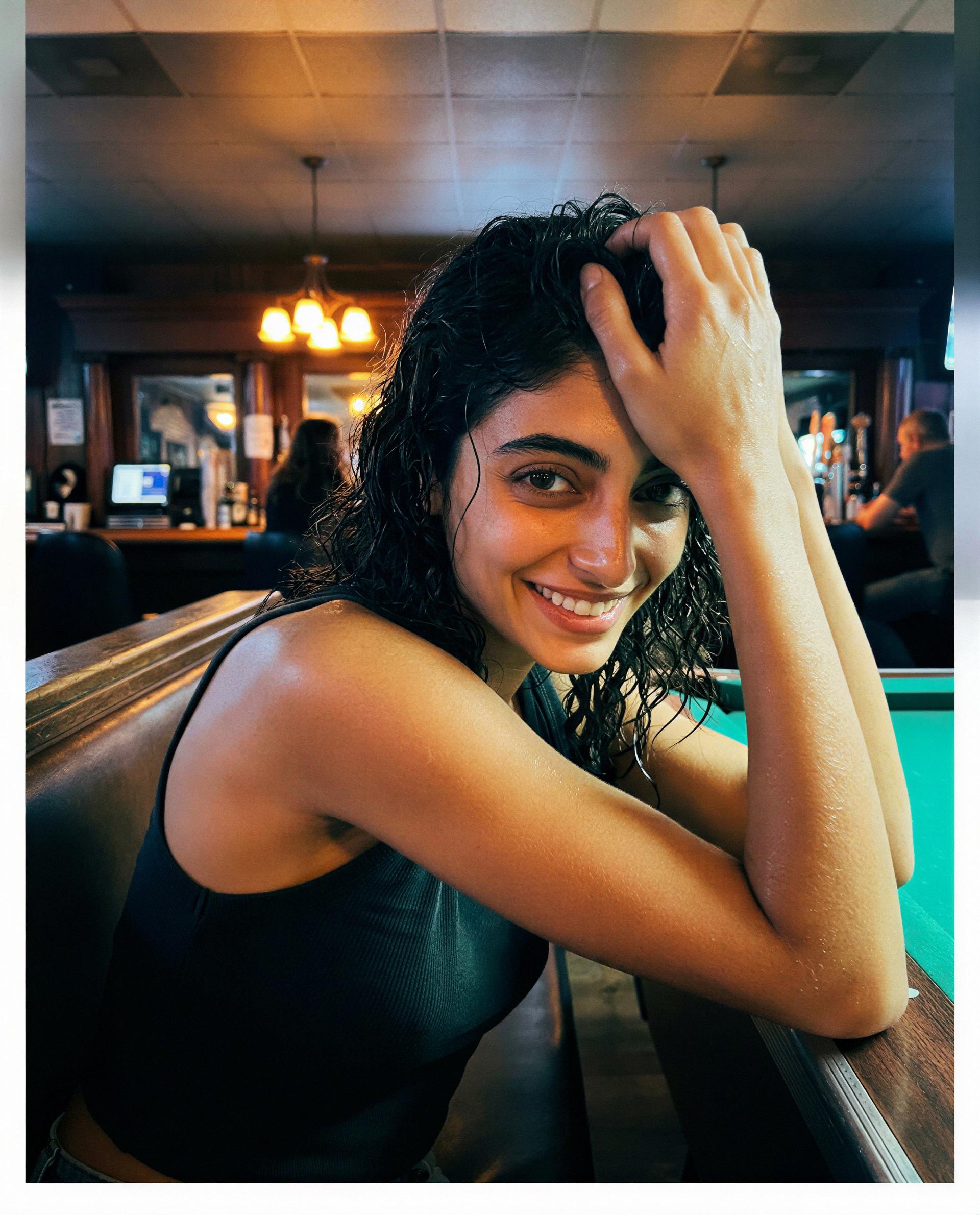 Damp curls, cheeky smile, and a little promise—wanna see how loud we can get? 😉💕, by Nesrin Amari