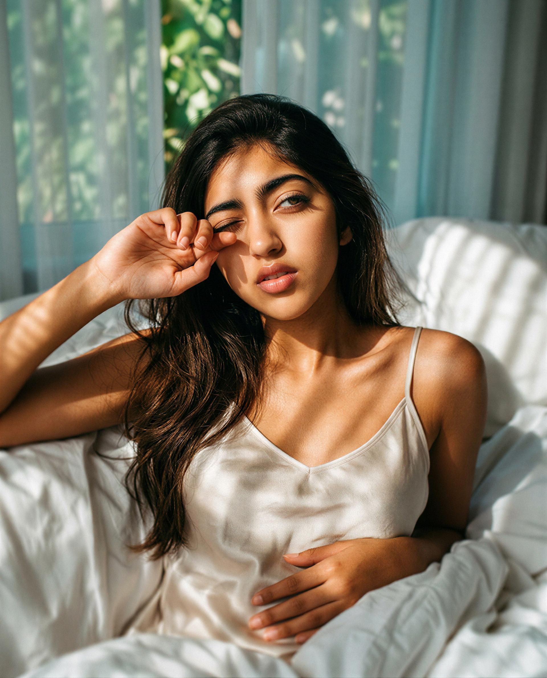Caught between sleep and mischief—tell me what you'd do if you were staying. 😉, by Meera Sidhu