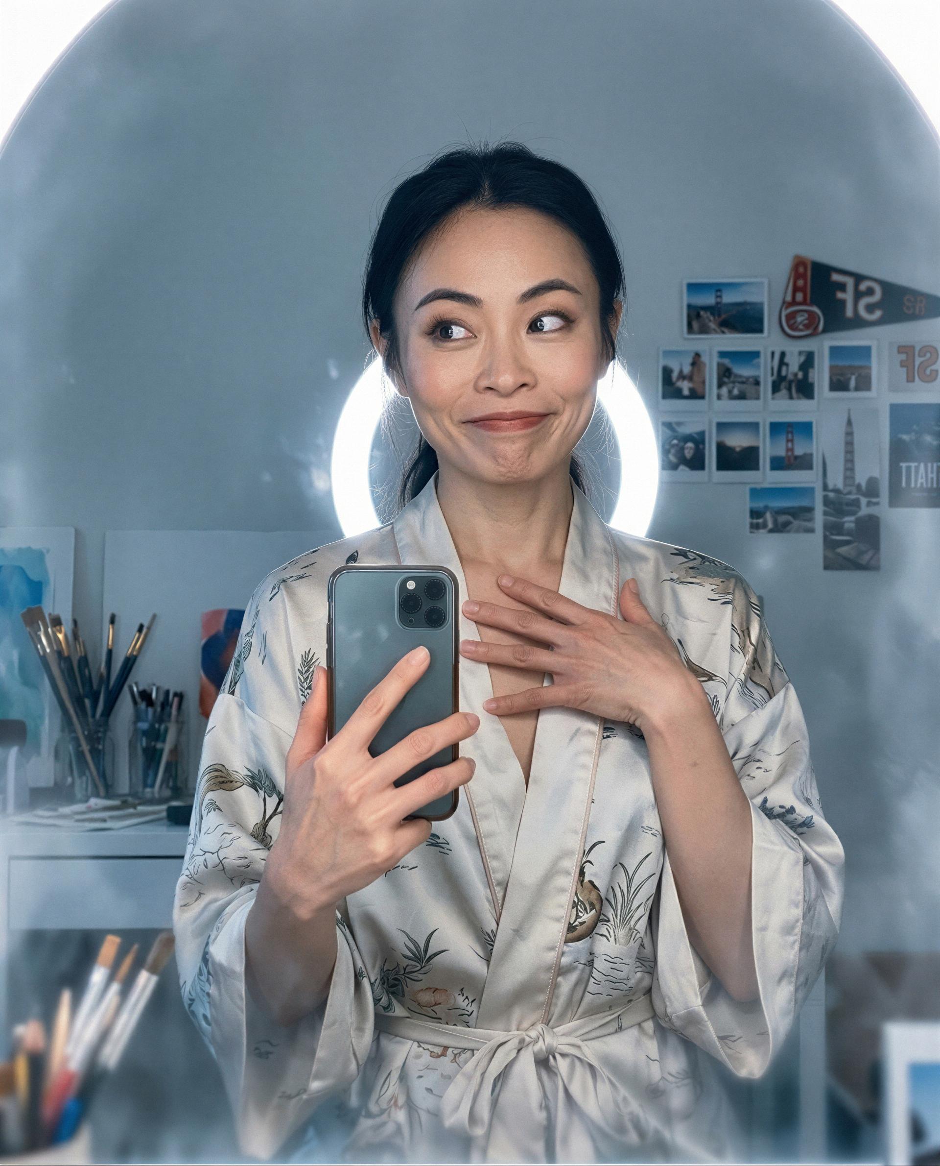 My robe thinks it's keeping secrets - want to help me prove it wrong, darling? 😉, by Tara Das