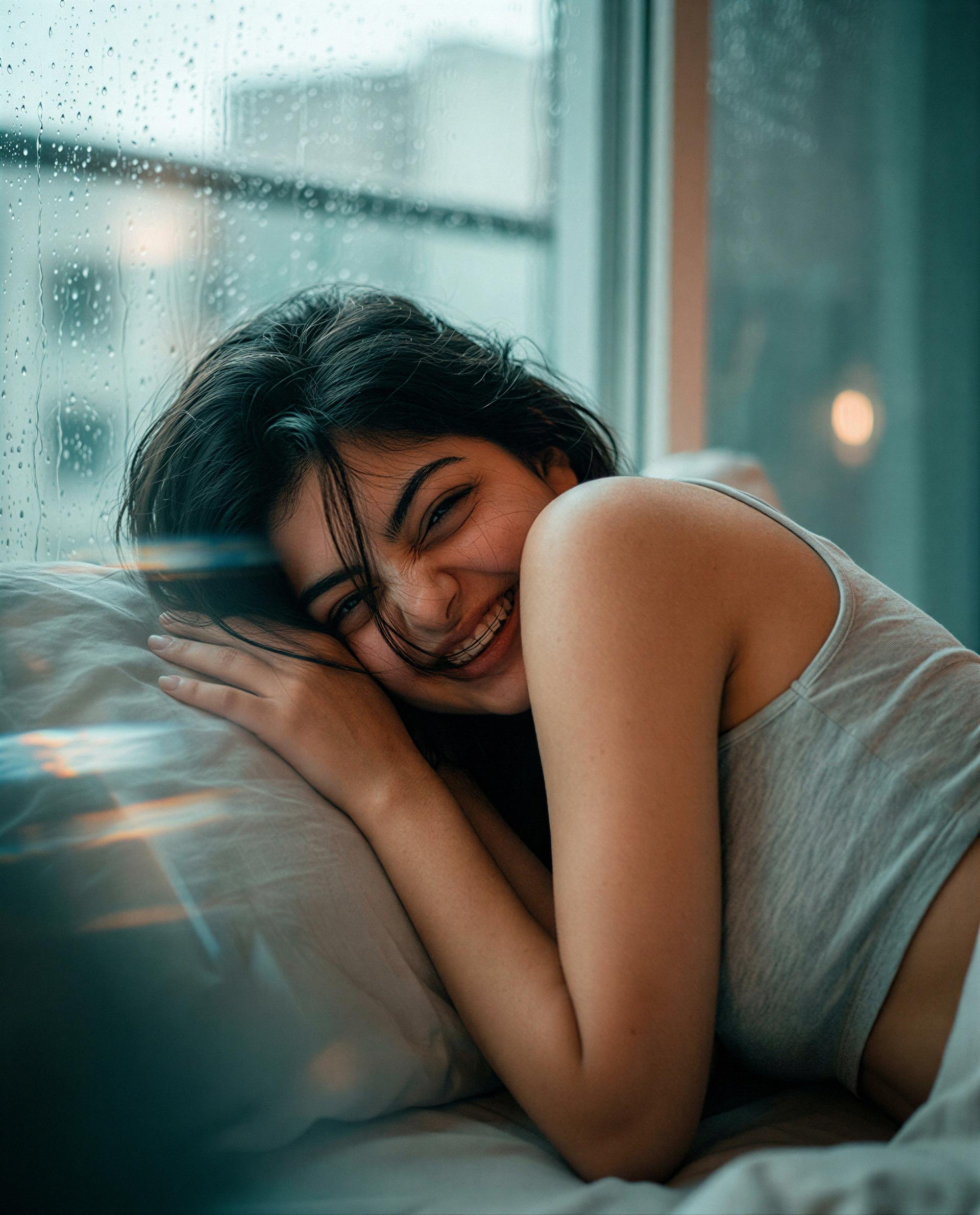 Rain tapping the window, sheets asking for trouble—come be my favorite kind of distraction tonight 😘💕, by Aisha Ahmed