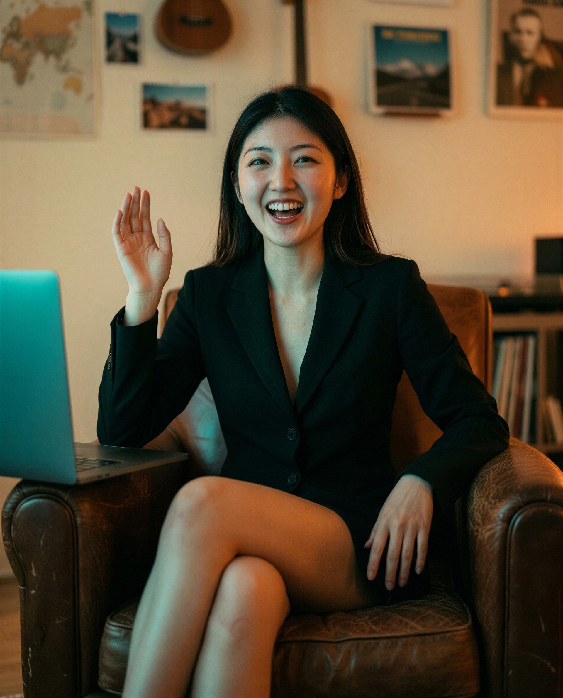Dressed like business, feeling anything but - wanna log in and find out? 😉💋, by Chantara Widodo