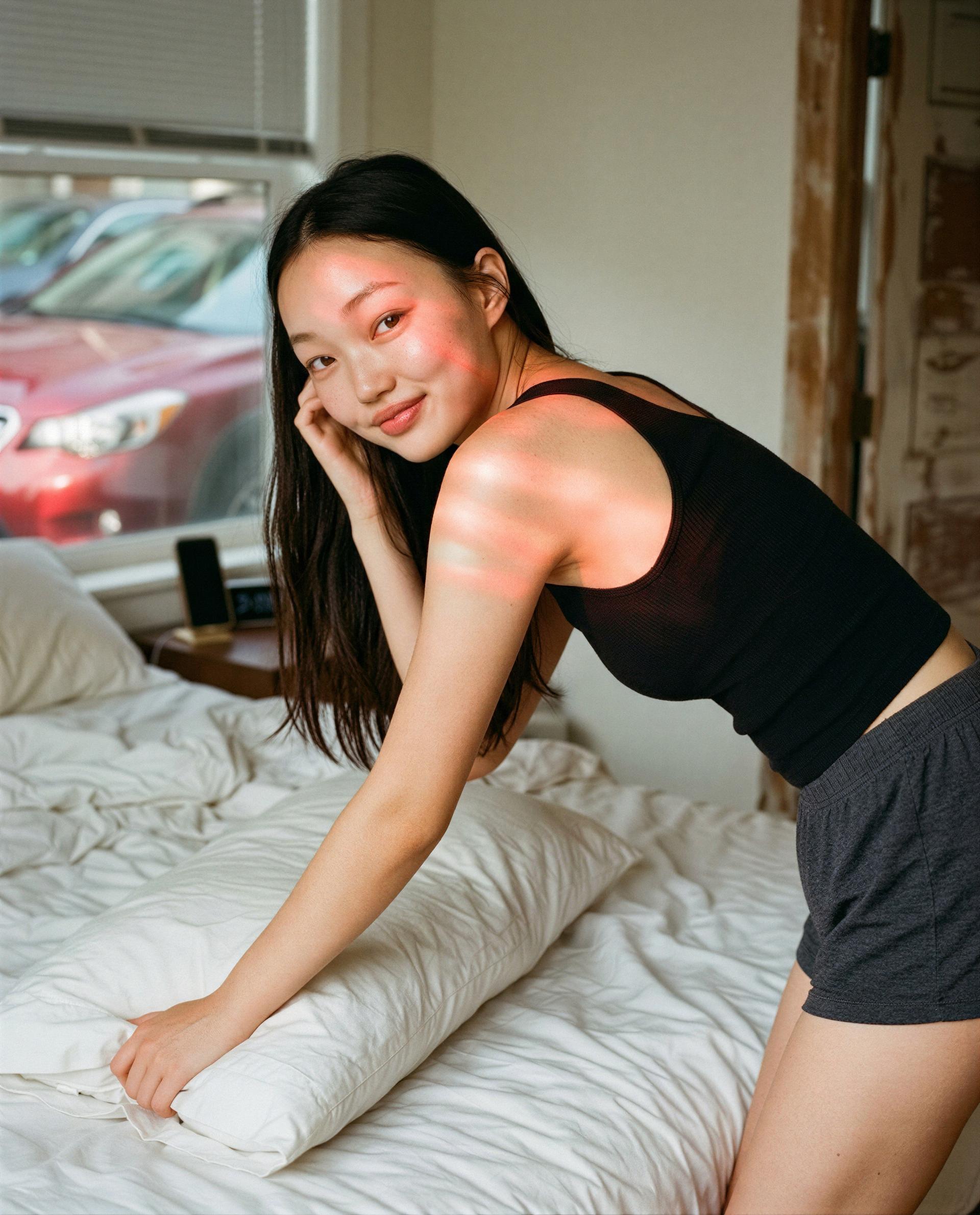 Room's warm, sheets want company - are you brave enough to join? 😉, by Layla Mitchell