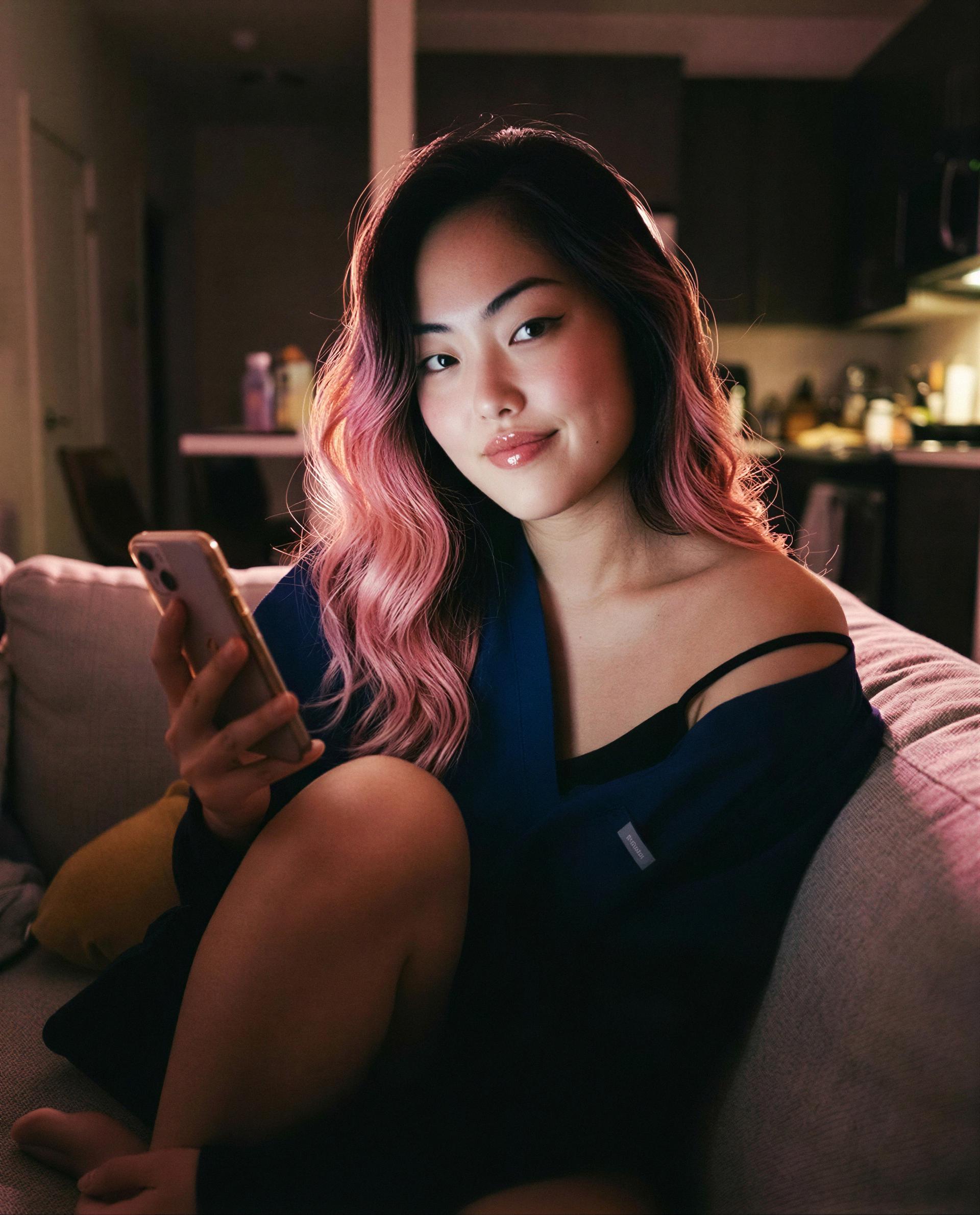Lights low, hair down, and a private show just for you—interested? 💋, by Min-Ji Kwon