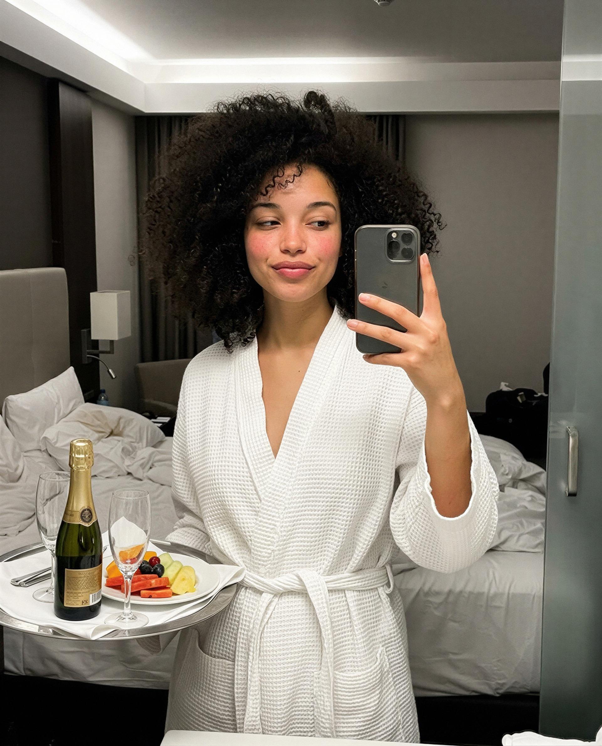 Champagne, fruit, and a few naughty plans - think you can handle me tonight? 😉, by Zara Martínez